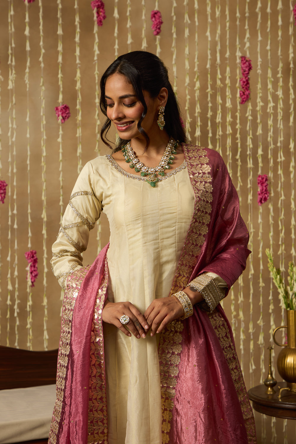 Jhoom Ivory Rose Anarkali Set