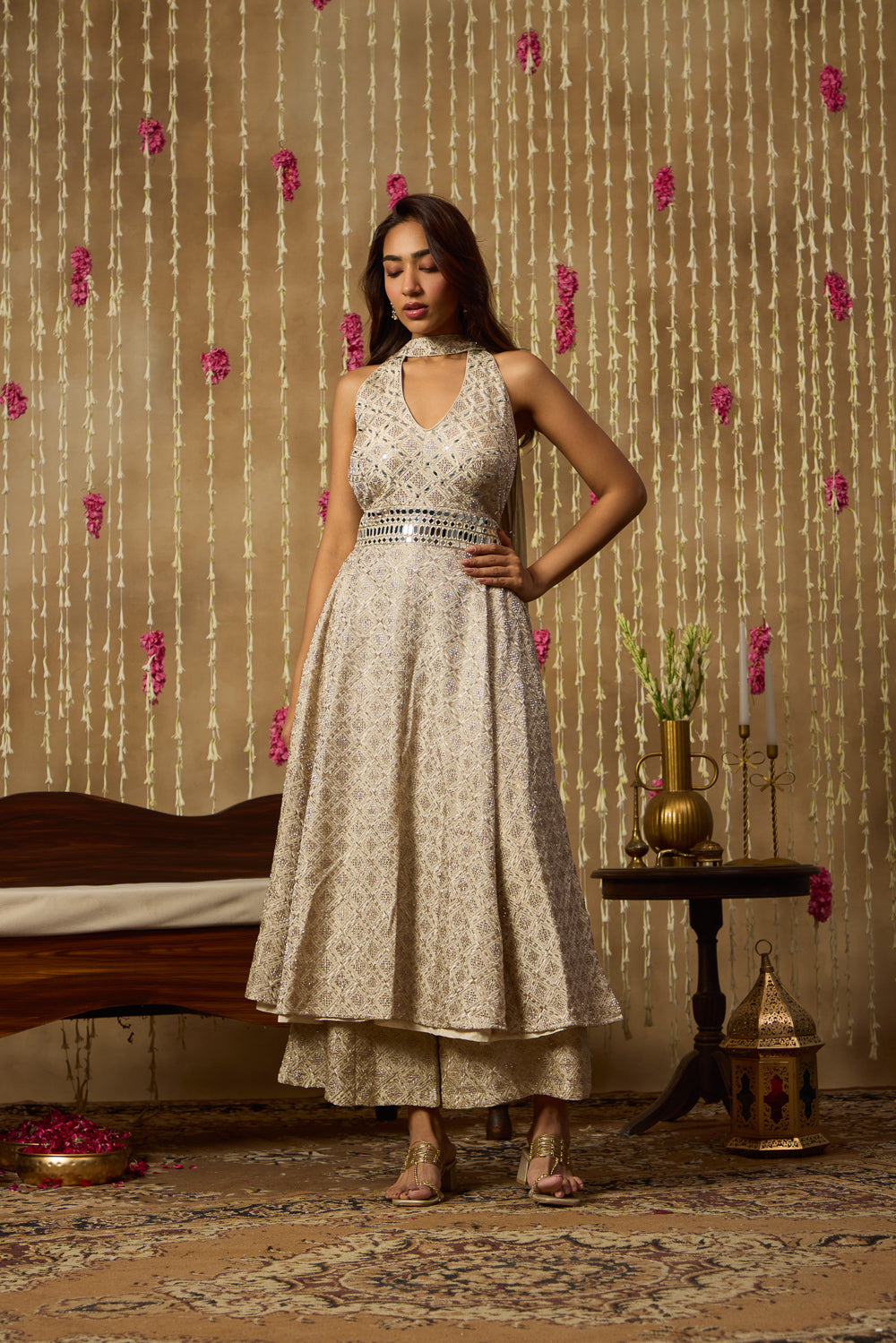 Jhoom Platinum Mirror Anarkali Set