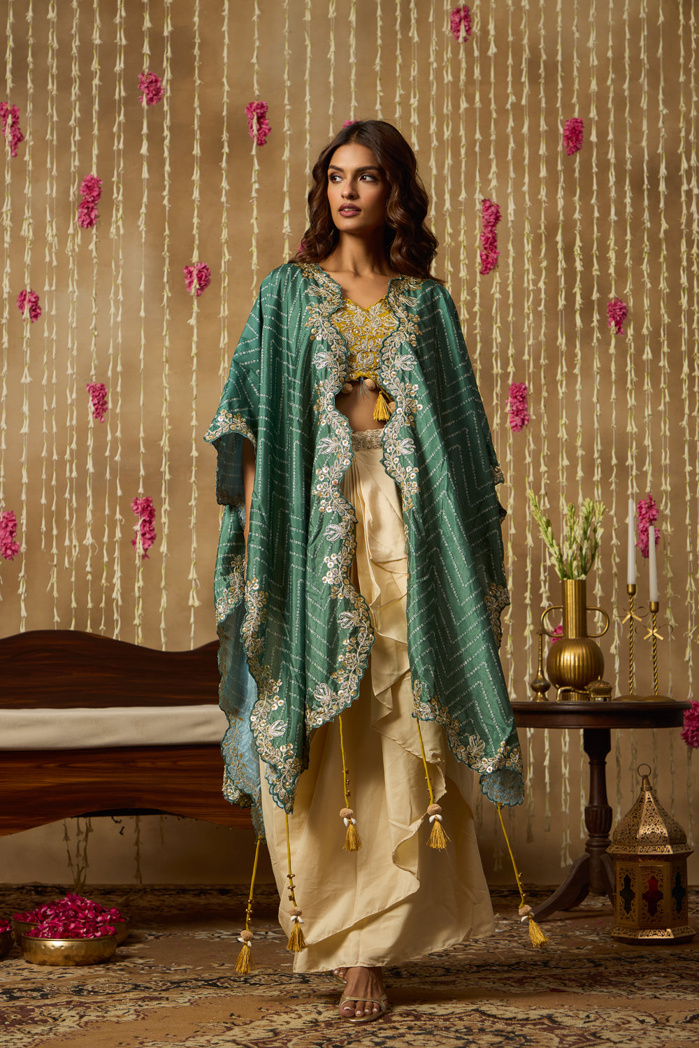 Jhoom Bandhani Embroidered Overlay Set