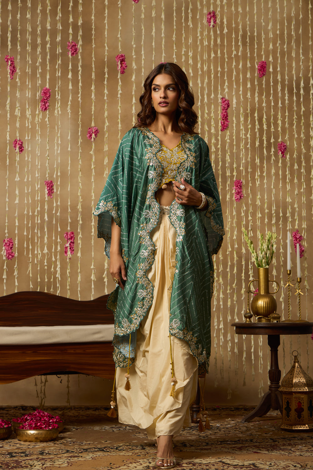 Jhoom Bandhani Embroidered Overlay Set