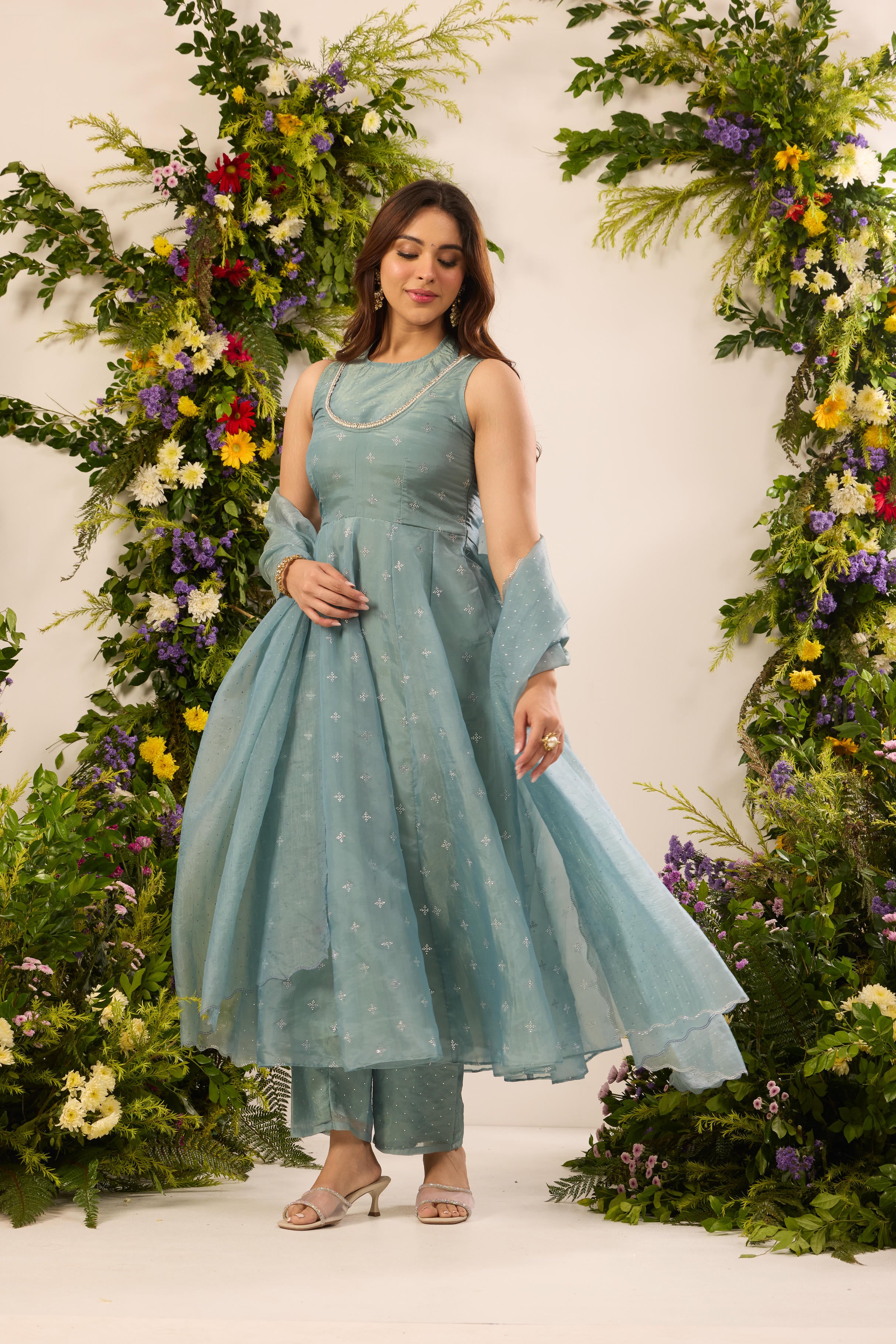 Mastaani Mist Blue Anarkali Set