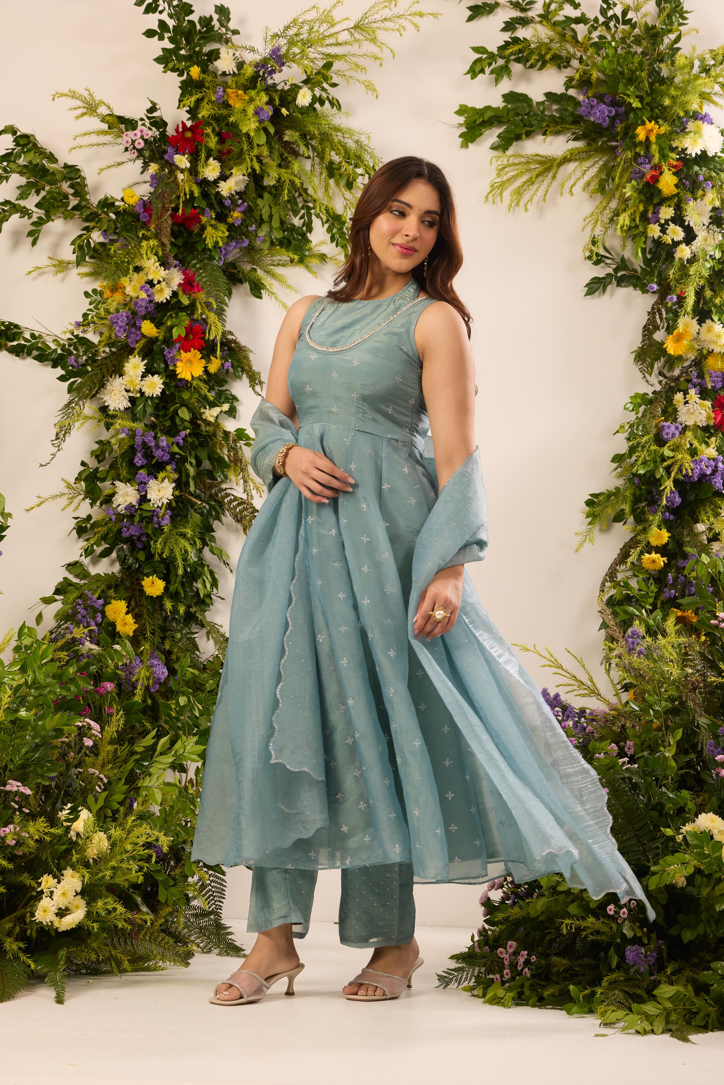 Mastaani Mist Blue Anarkali Set
