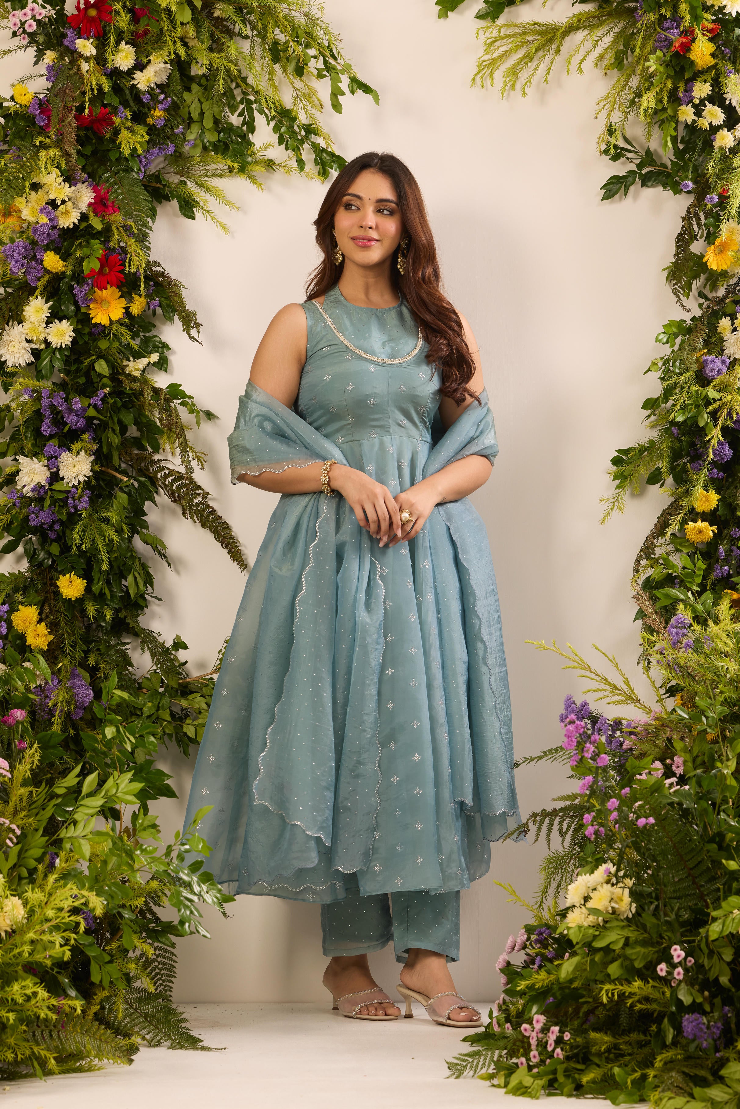 Mastaani Mist Blue Anarkali Set