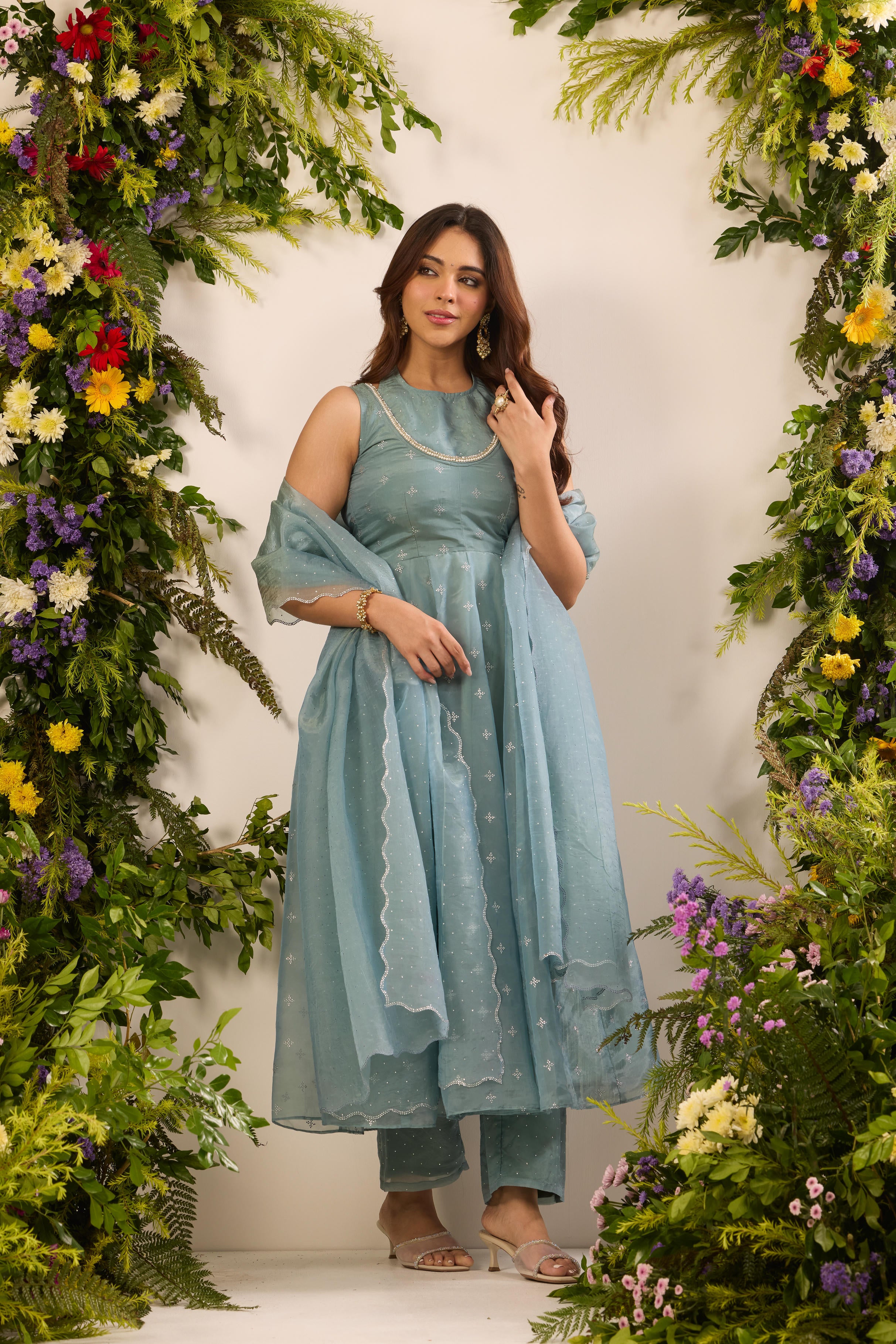 Mastaani Mist Blue Anarkali Set