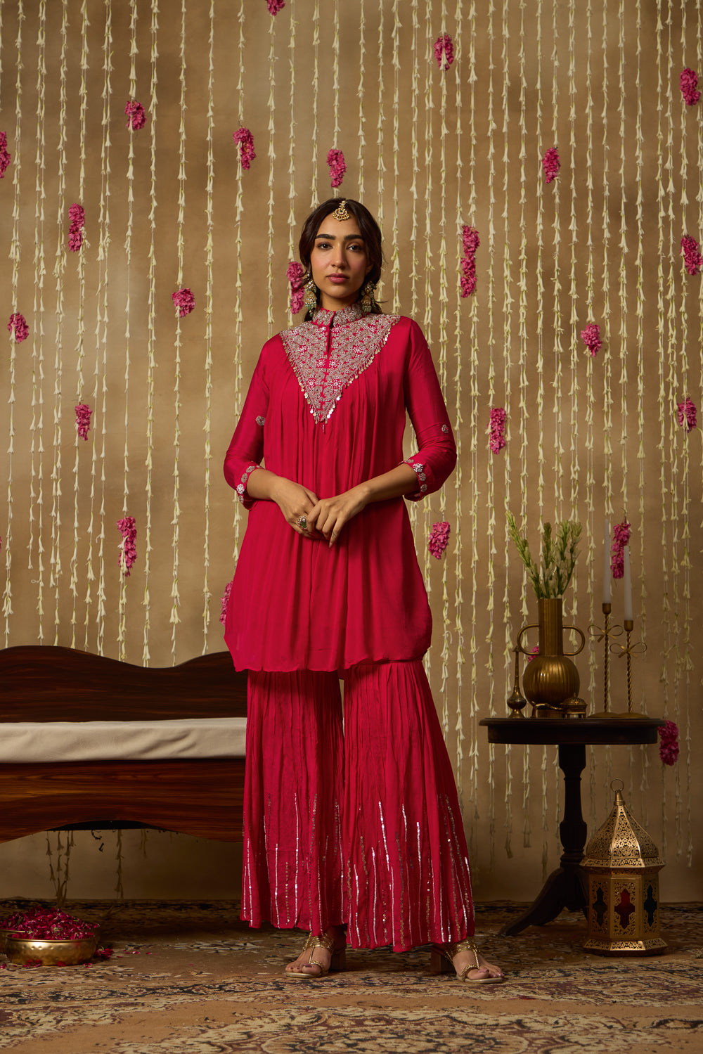 Jhoom Fuchsia Embroidered Kurta Set