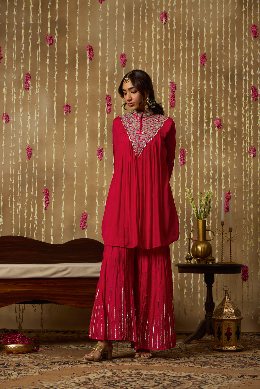Jhoom Fuchsia Embroidered Kurta Set