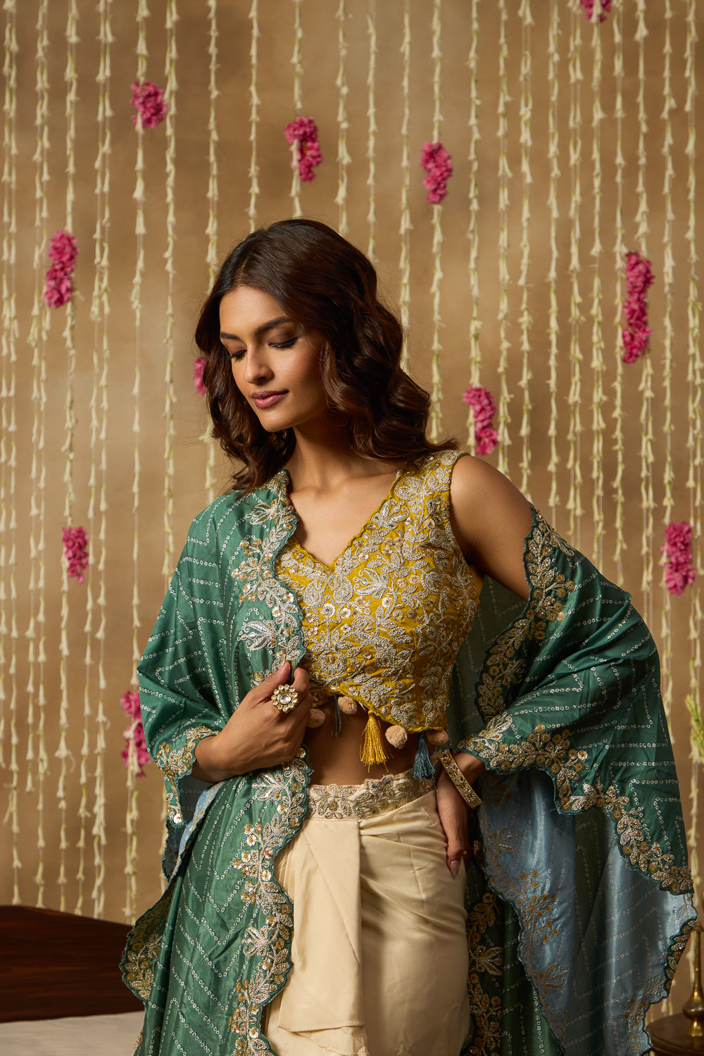 Jhoom Bandhani Embroidered Overlay Set