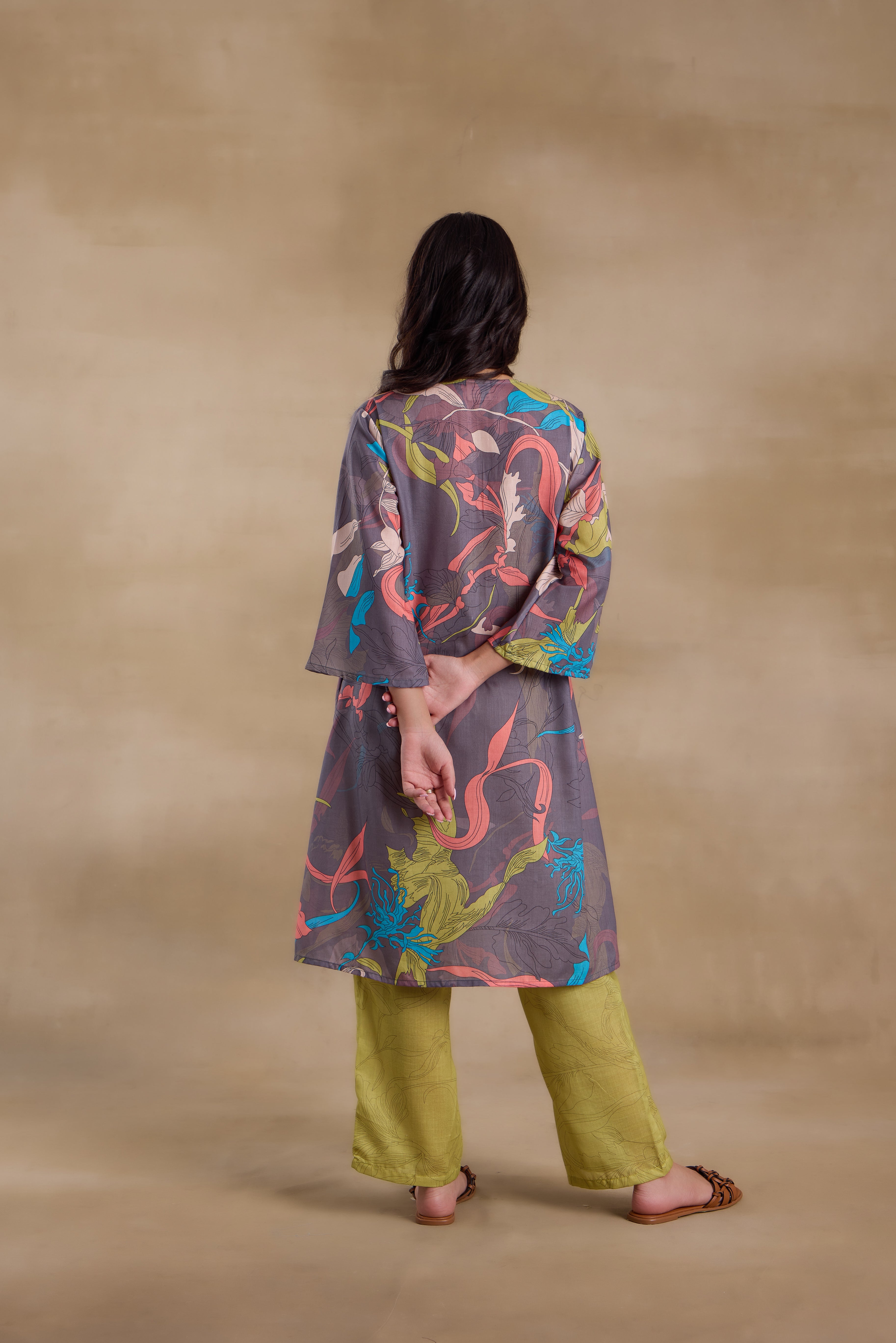 Alaya Pure Cotton Green Abstract Floral Kurta Set