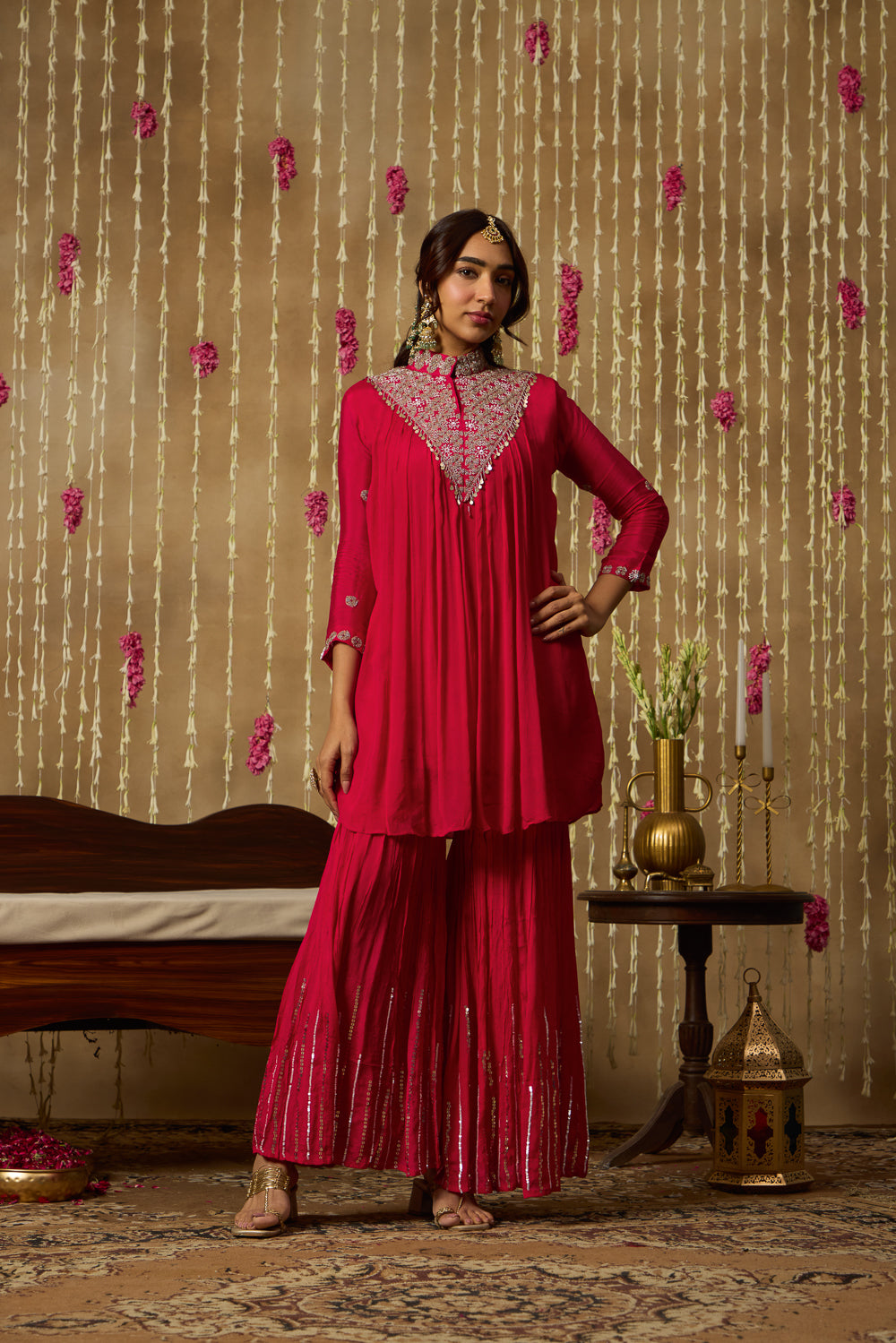 Jhoom Fuchsia Embroidered Kurta Set
