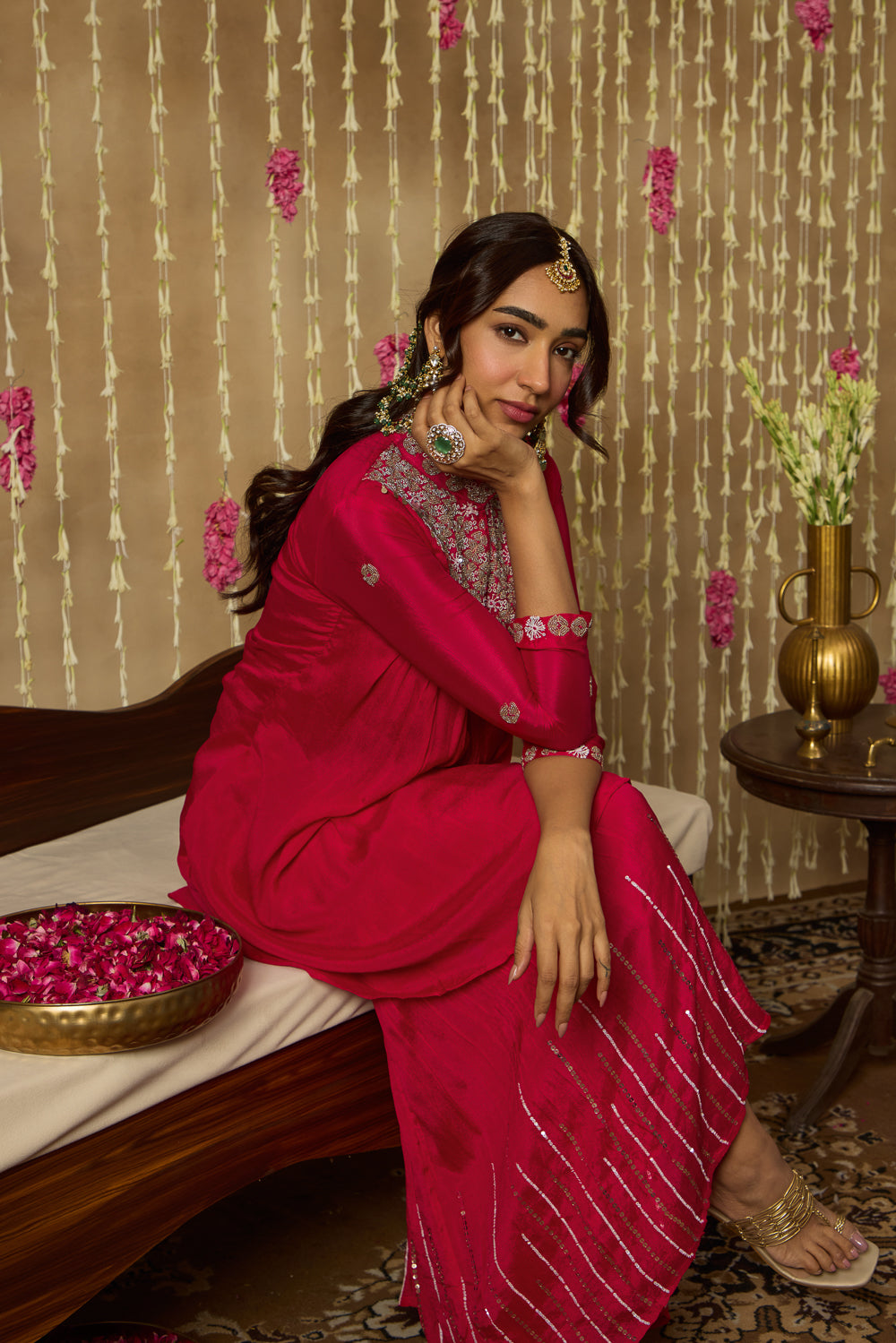 Jhoom Fuchsia Embroidered Kurta Set