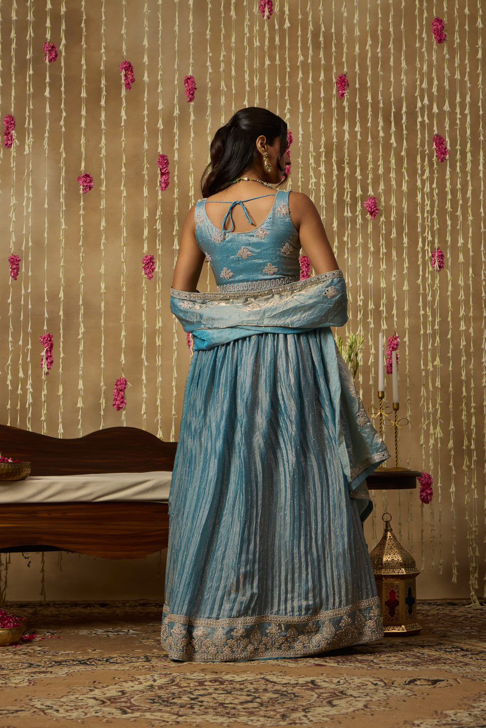 Jhoom Ice Blue Shimmer Lehenga Set