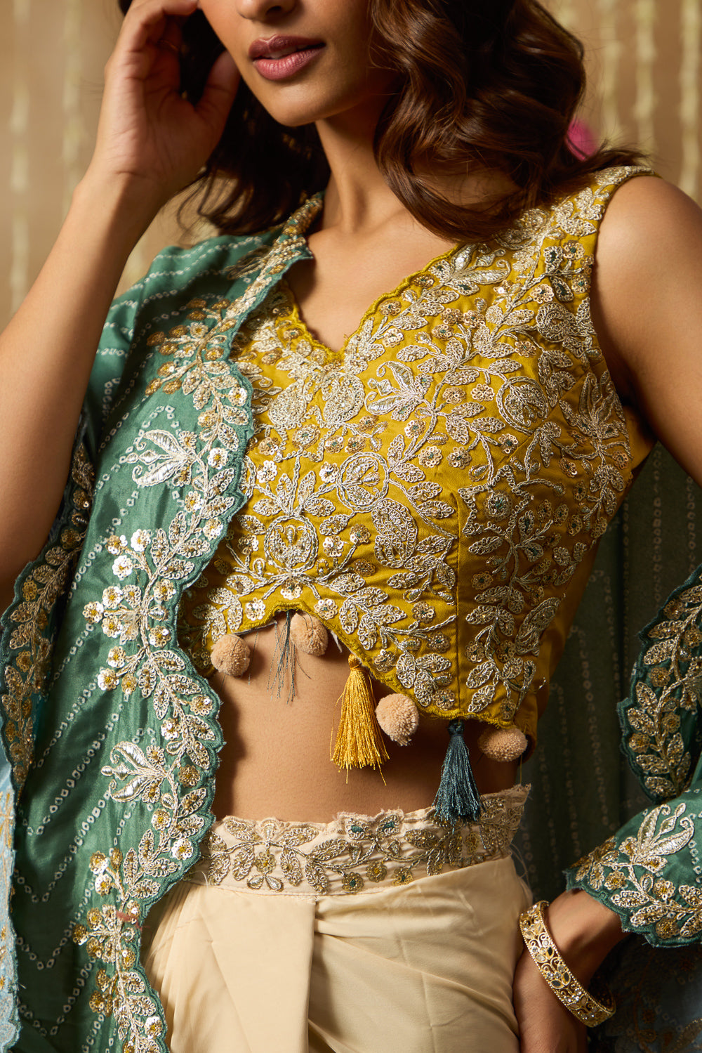 Jhoom Bandhani Embroidered Overlay Set