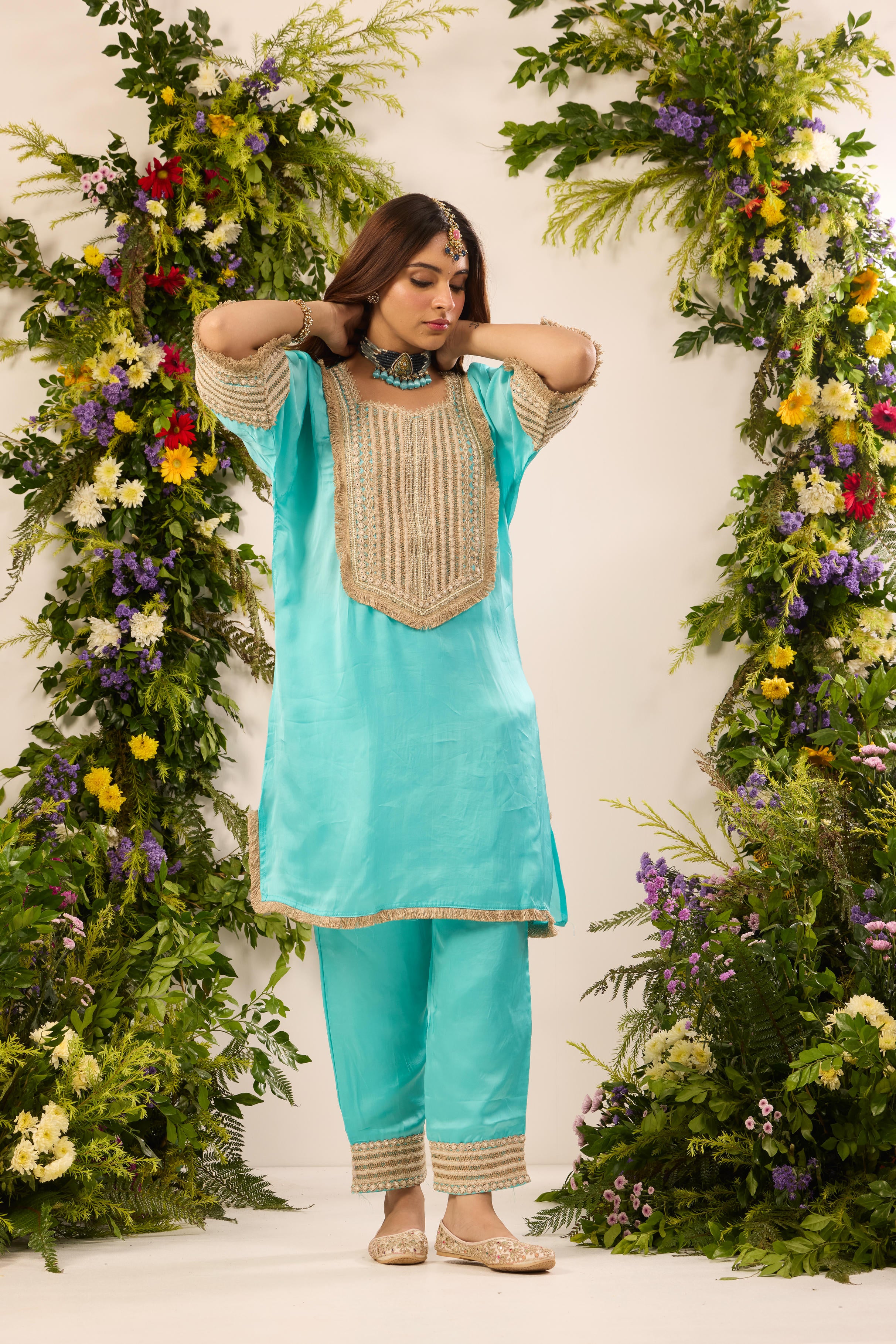 Mastaani Aqua Bloom Kurta Set