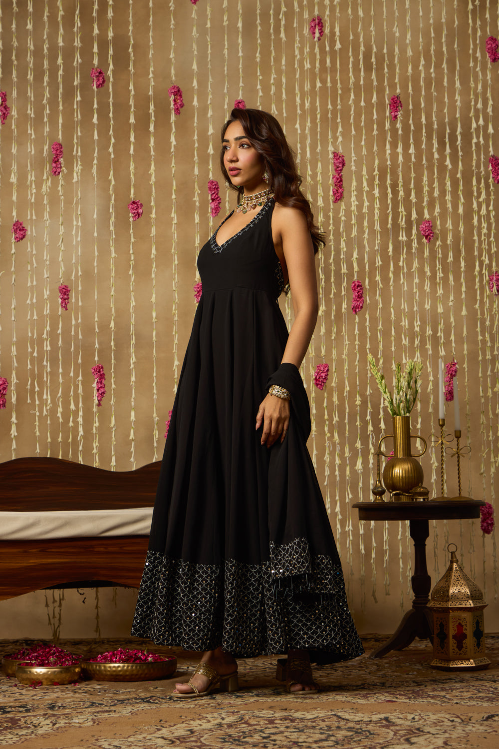 Jhoom Midnight Halter Anarkali Set
