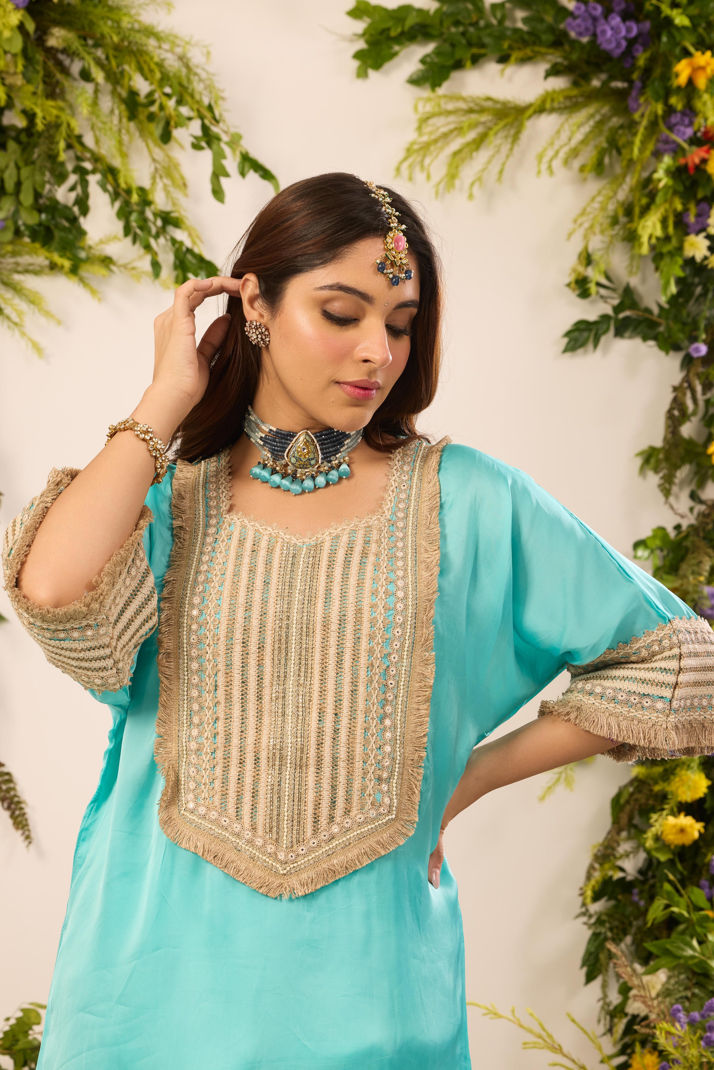 Mastaani Aqua Bloom Kurta Set