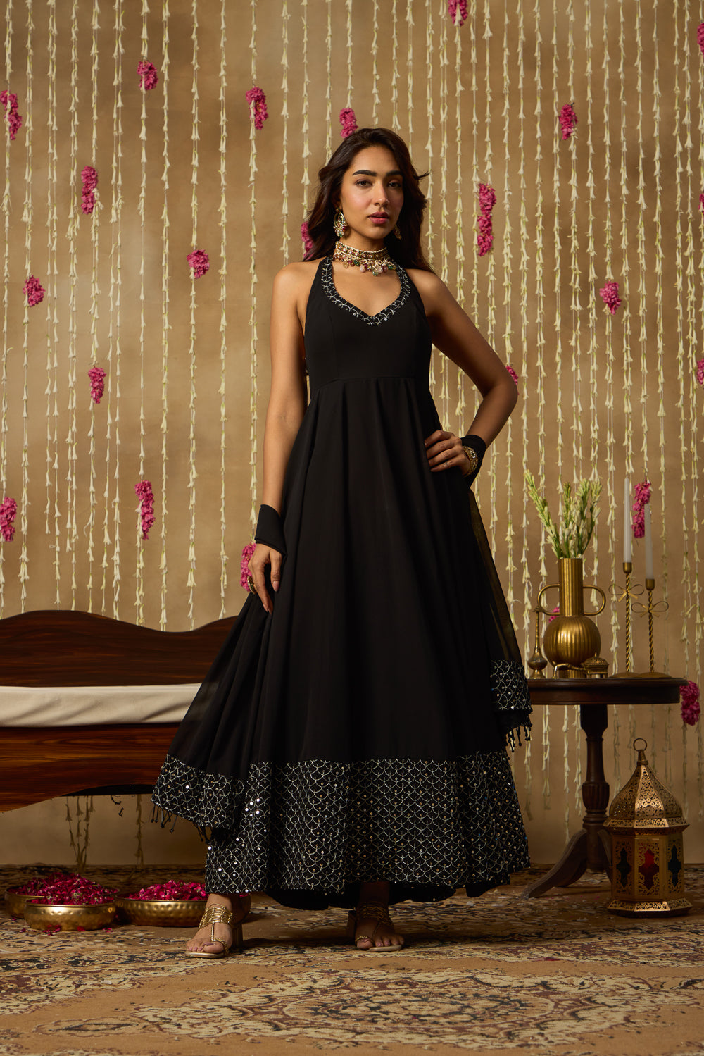 Jhoom Midnight Halter Anarkali Set