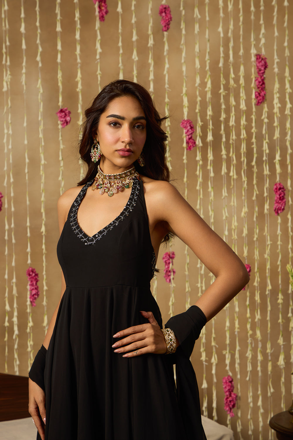 Jhoom Midnight Halter Anarkali Set