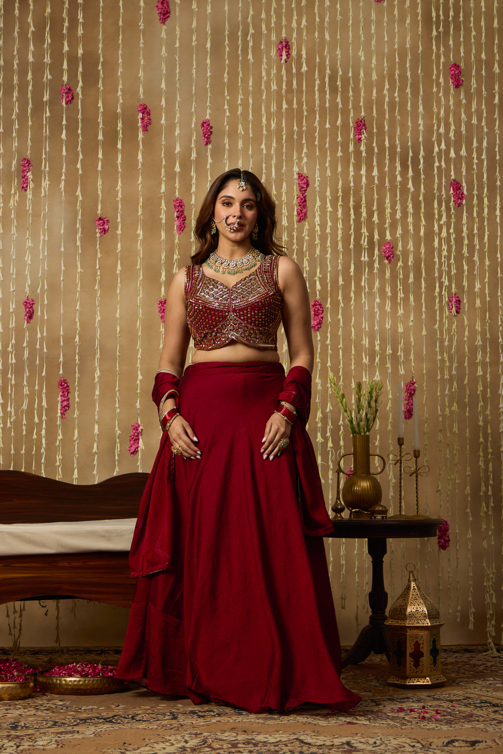 Jhoom Ruby Sequin Embroidered Lehenga Set