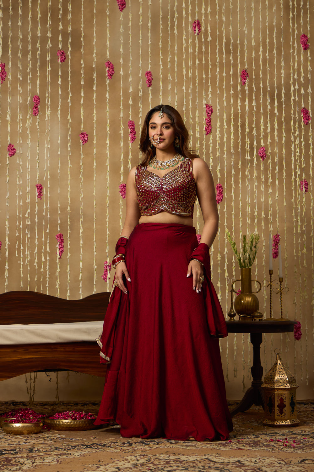 Jhoom Ruby Sequin Embroidered Lehenga Set