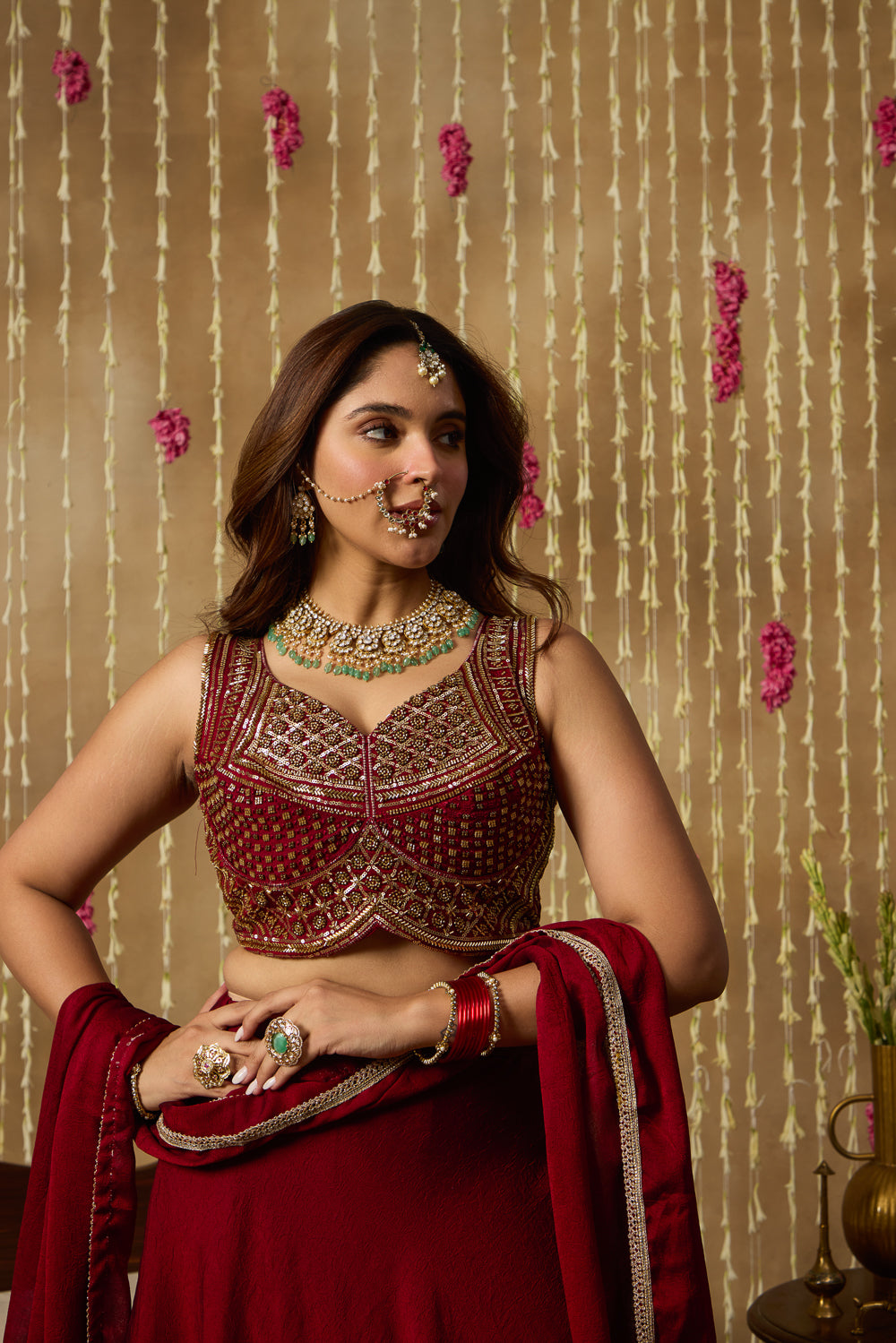 Jhoom Ruby Sequin Embroidered Lehenga Set