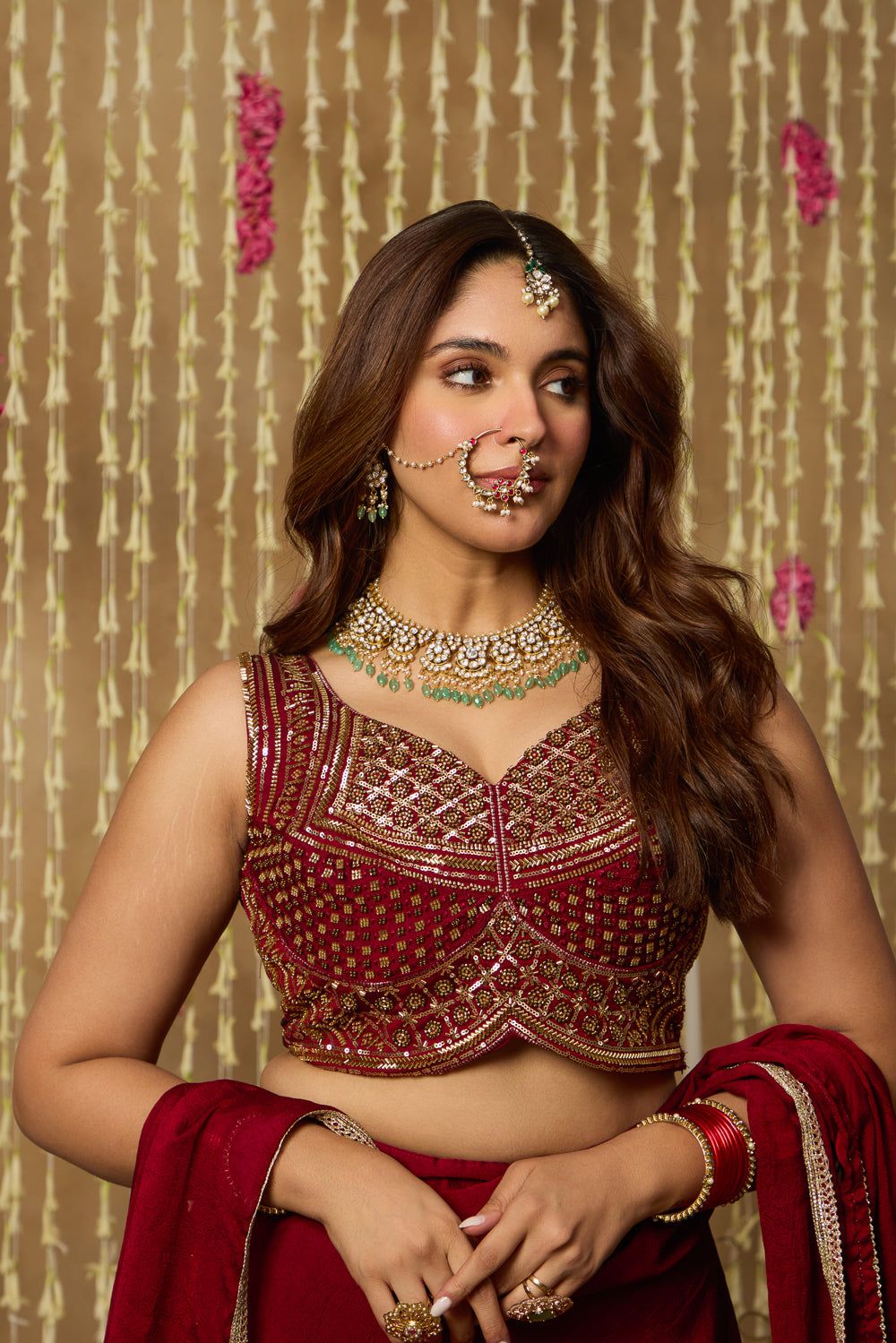 Jhoom Ruby Sequin Embroidered Lehenga Set