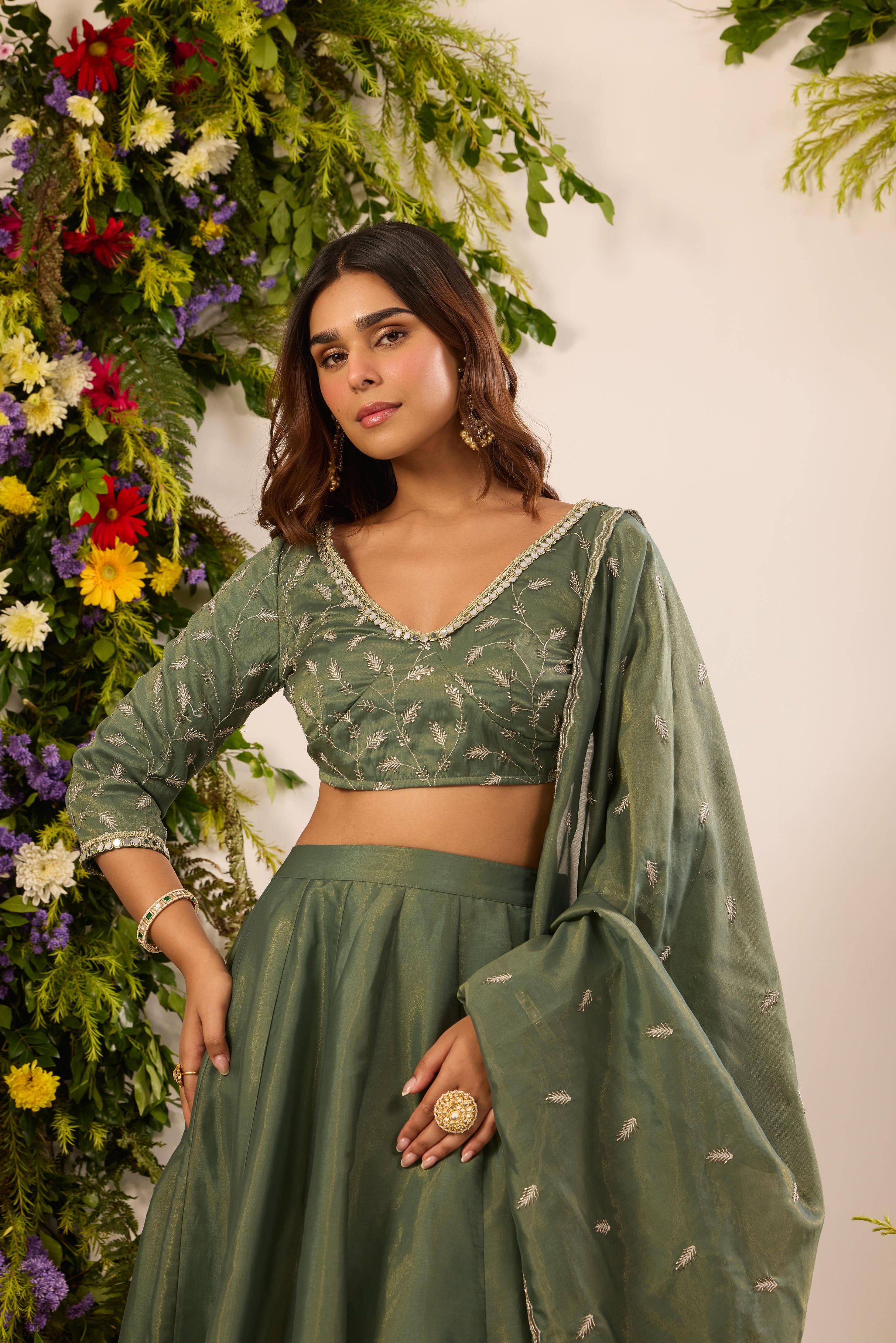 Mastaani Fern Green Lehenga Set