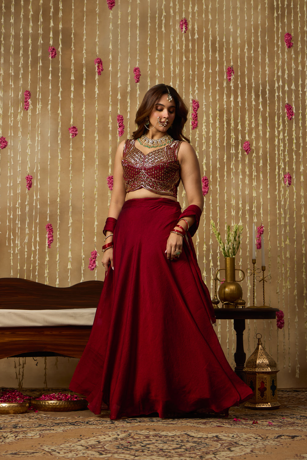 Jhoom Ruby Sequin Embroidered Lehenga Set