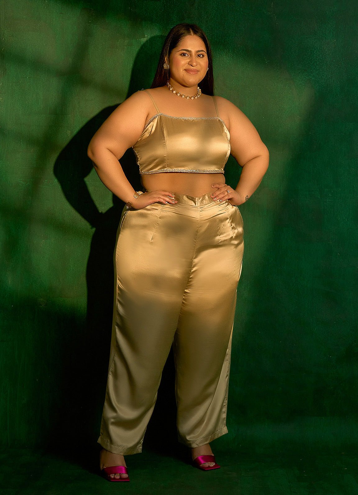 Aashna B Champagne Wide Leg Pants