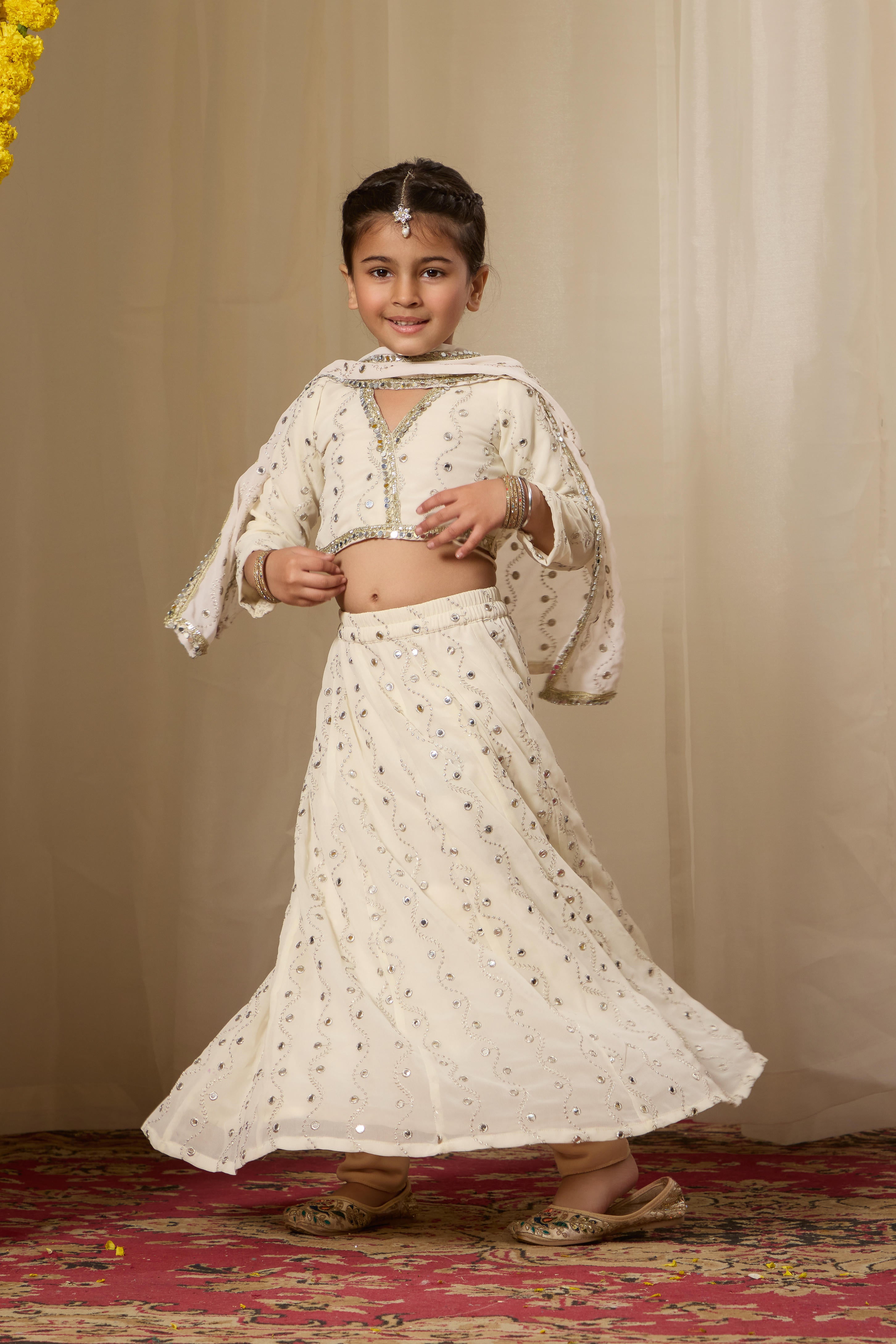 Alaya Kids Astoria Mirror Work Lehenga Set