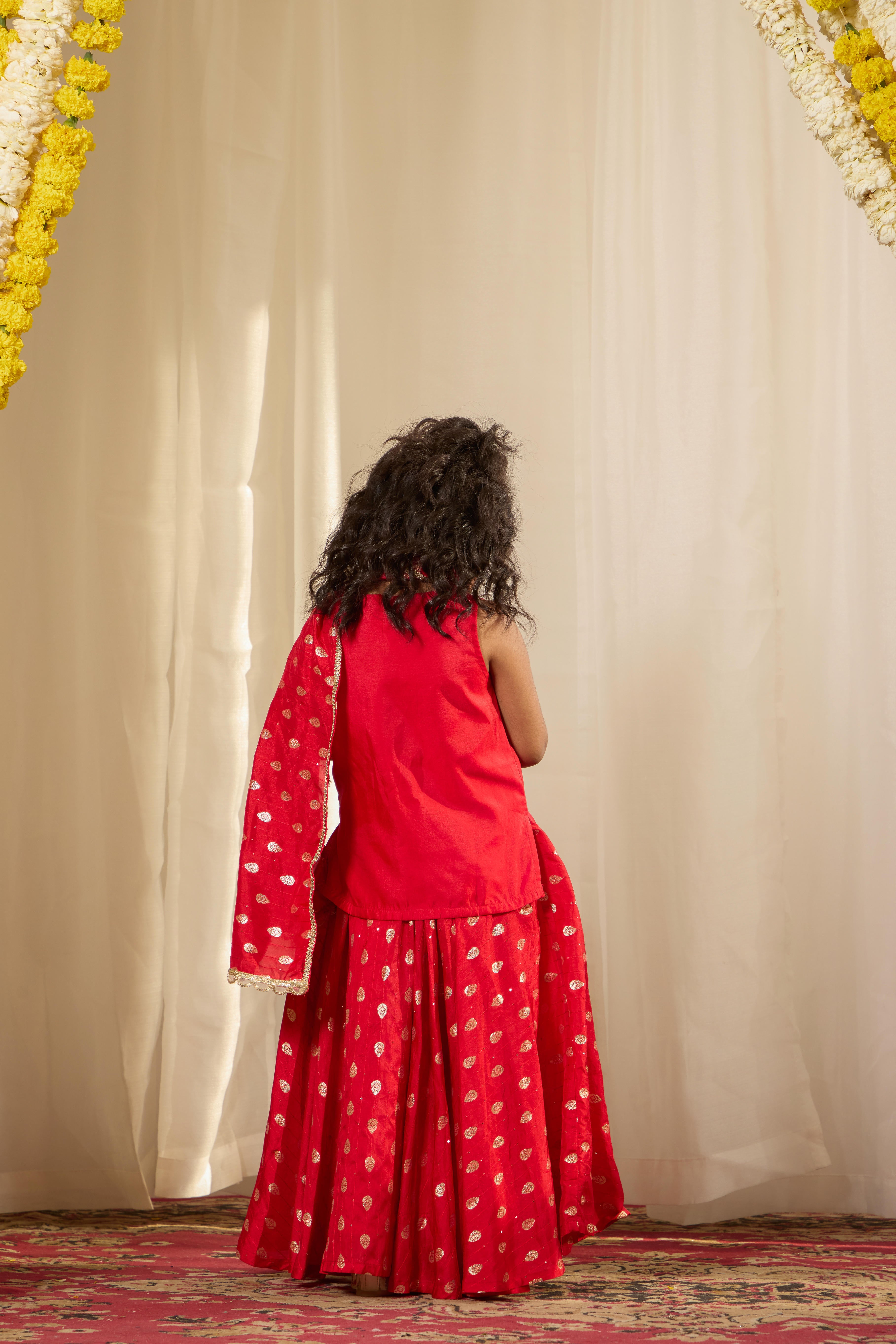 Alaya Kids Shahi Red Lehenga Set