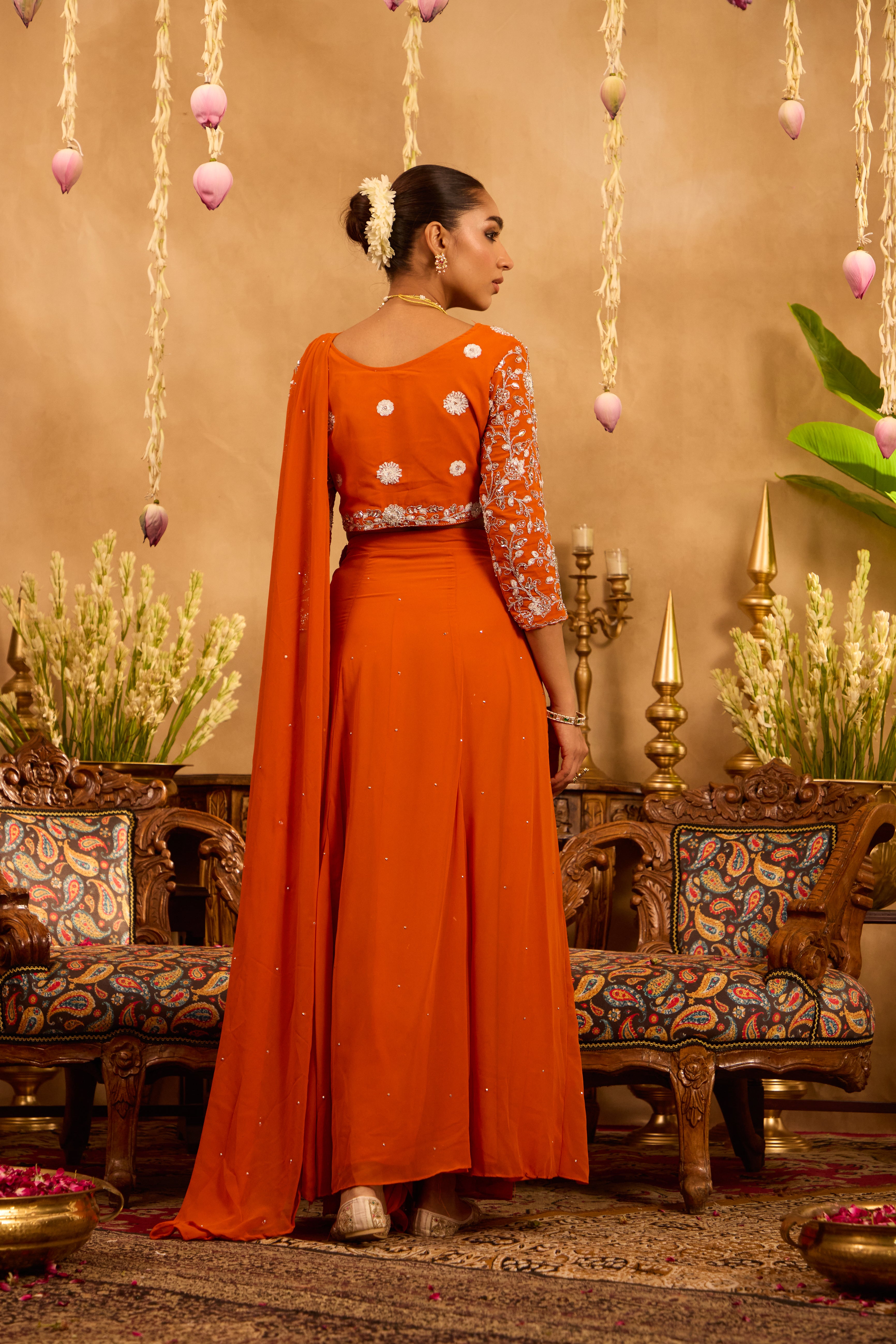 Mastaani Amber Flame Drape Saree Set