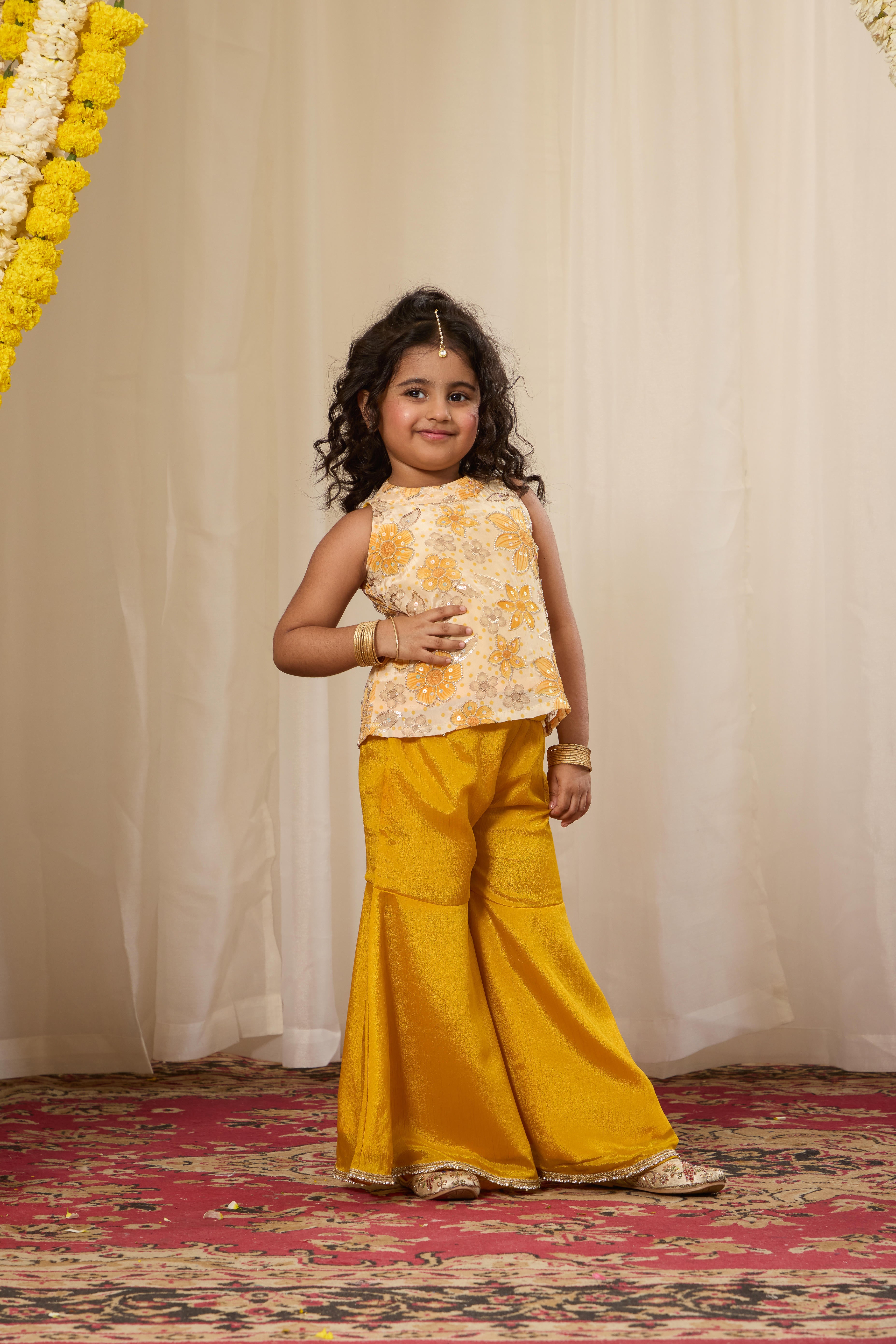 Alaya Kids Haldi Bloom Kurta Set