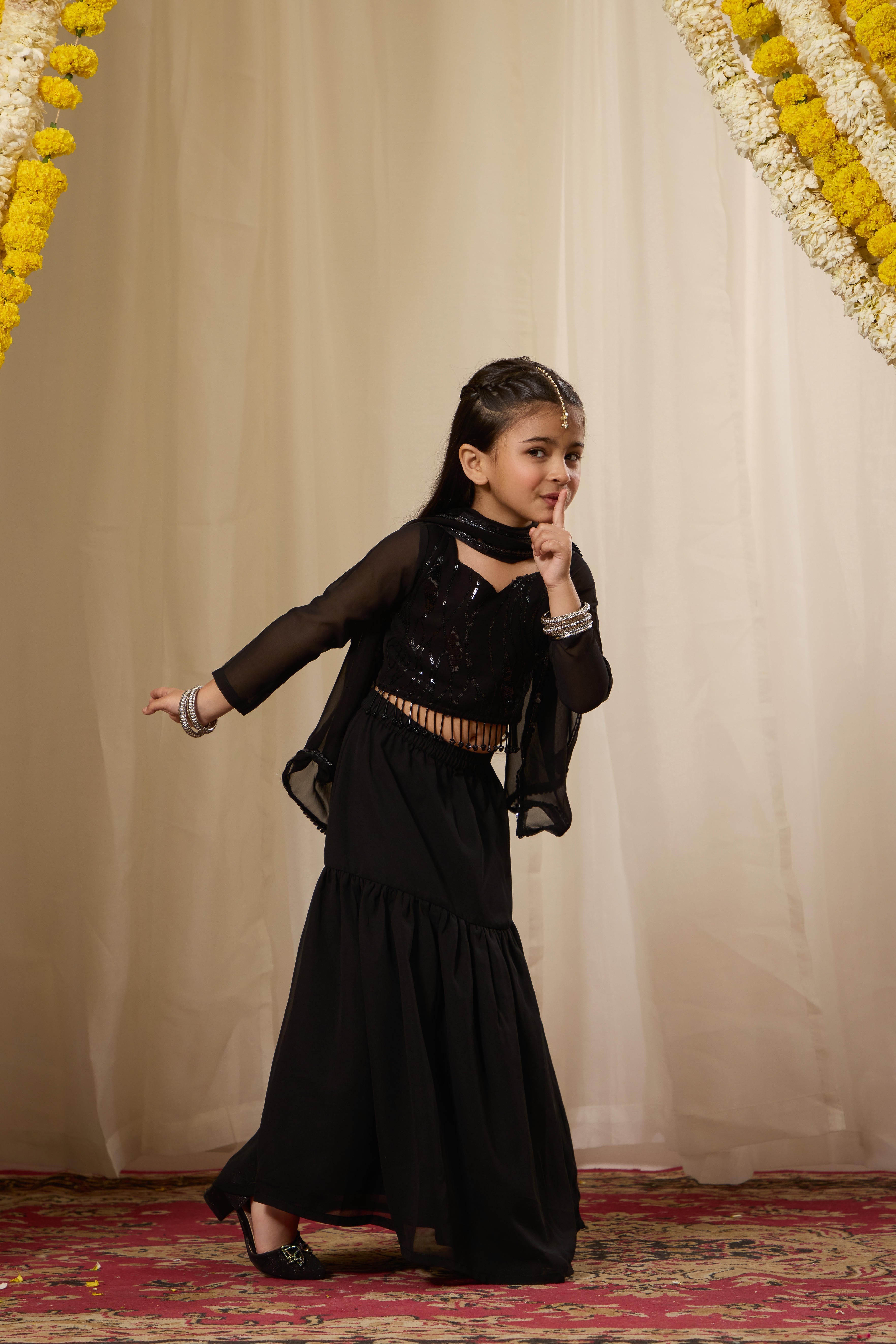 Alaya Kids Black Allure Skirt Set