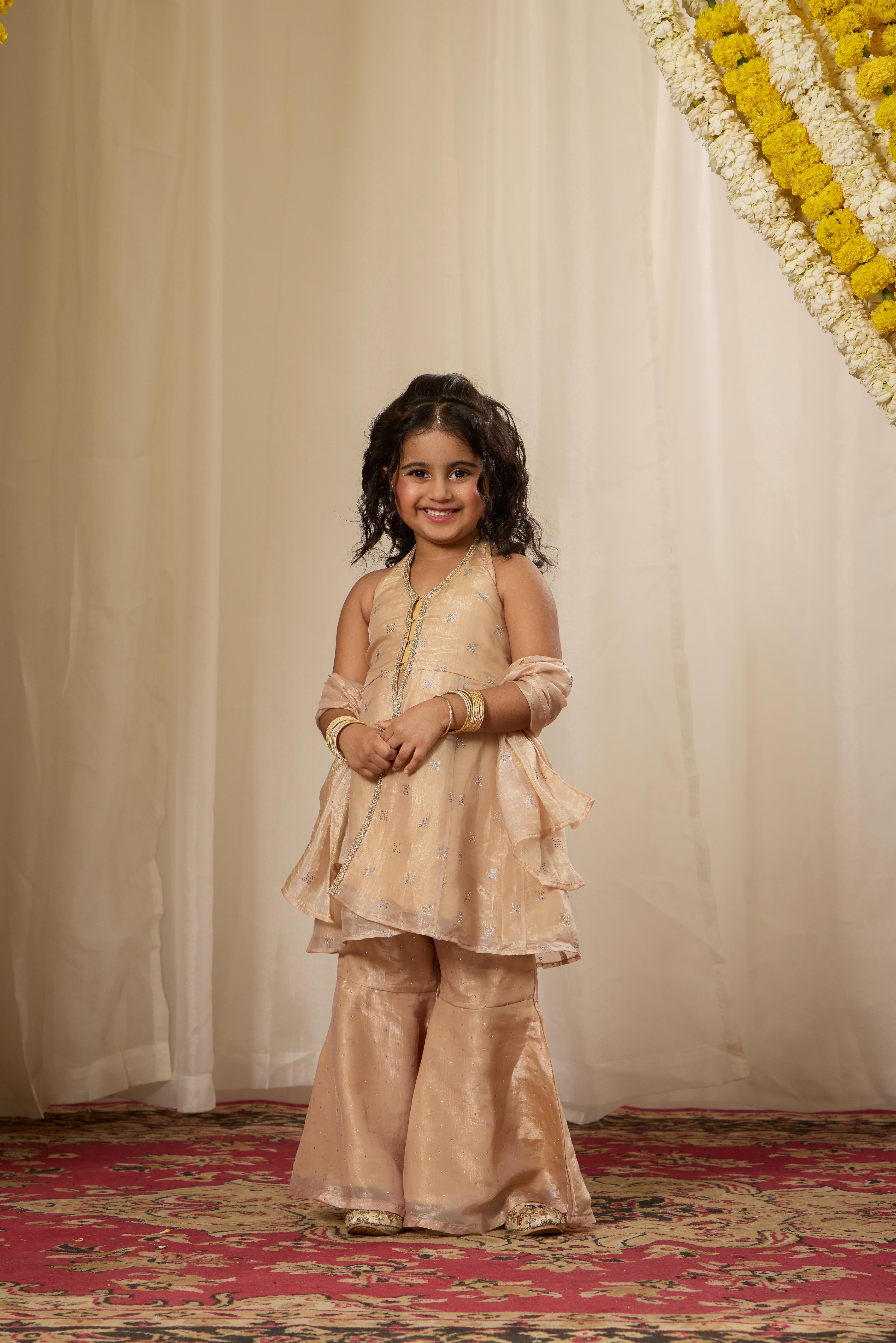 Alaya Kids Champagne Mist Kurta Set
