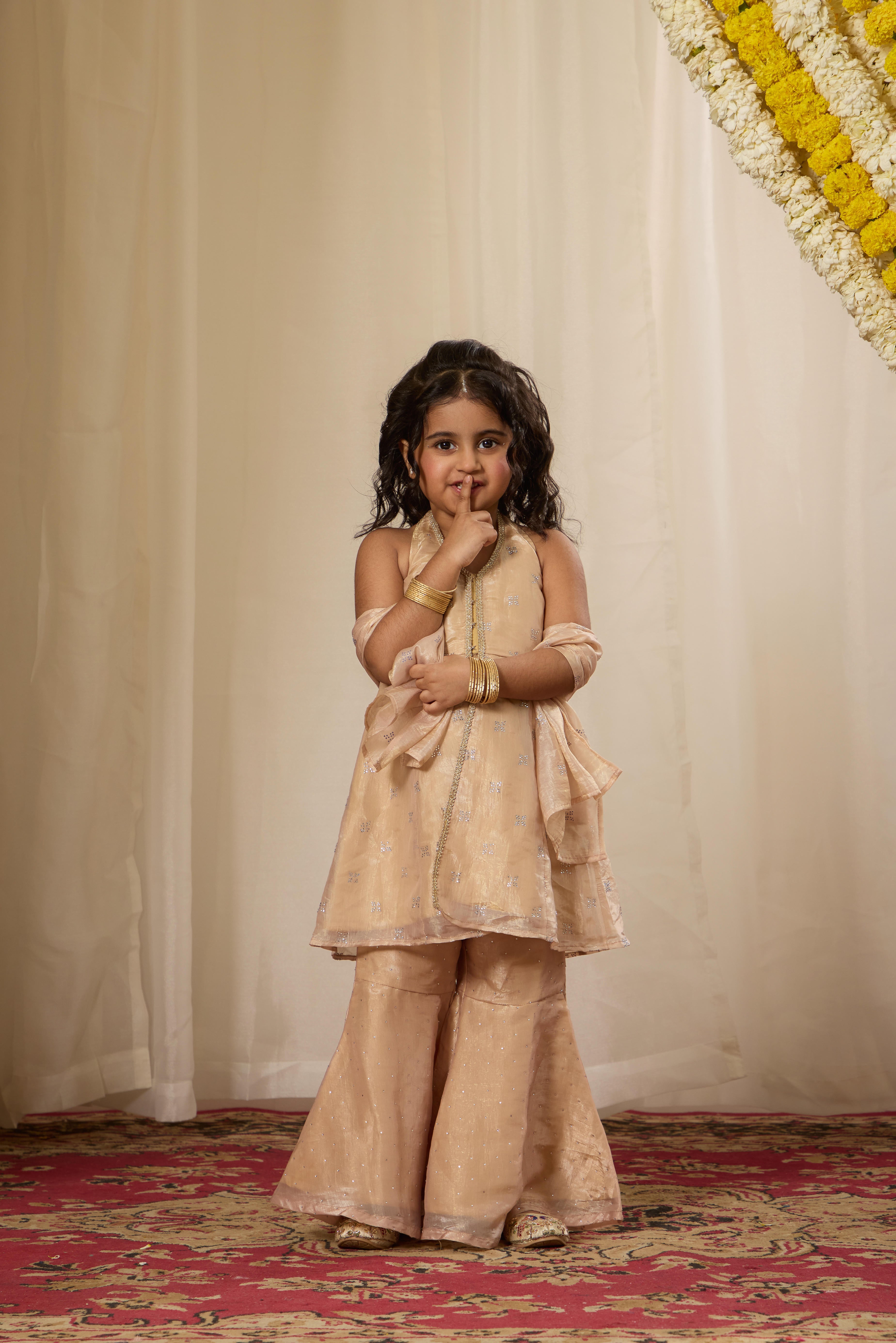 Alaya Kids Champagne Mist Kurta Set