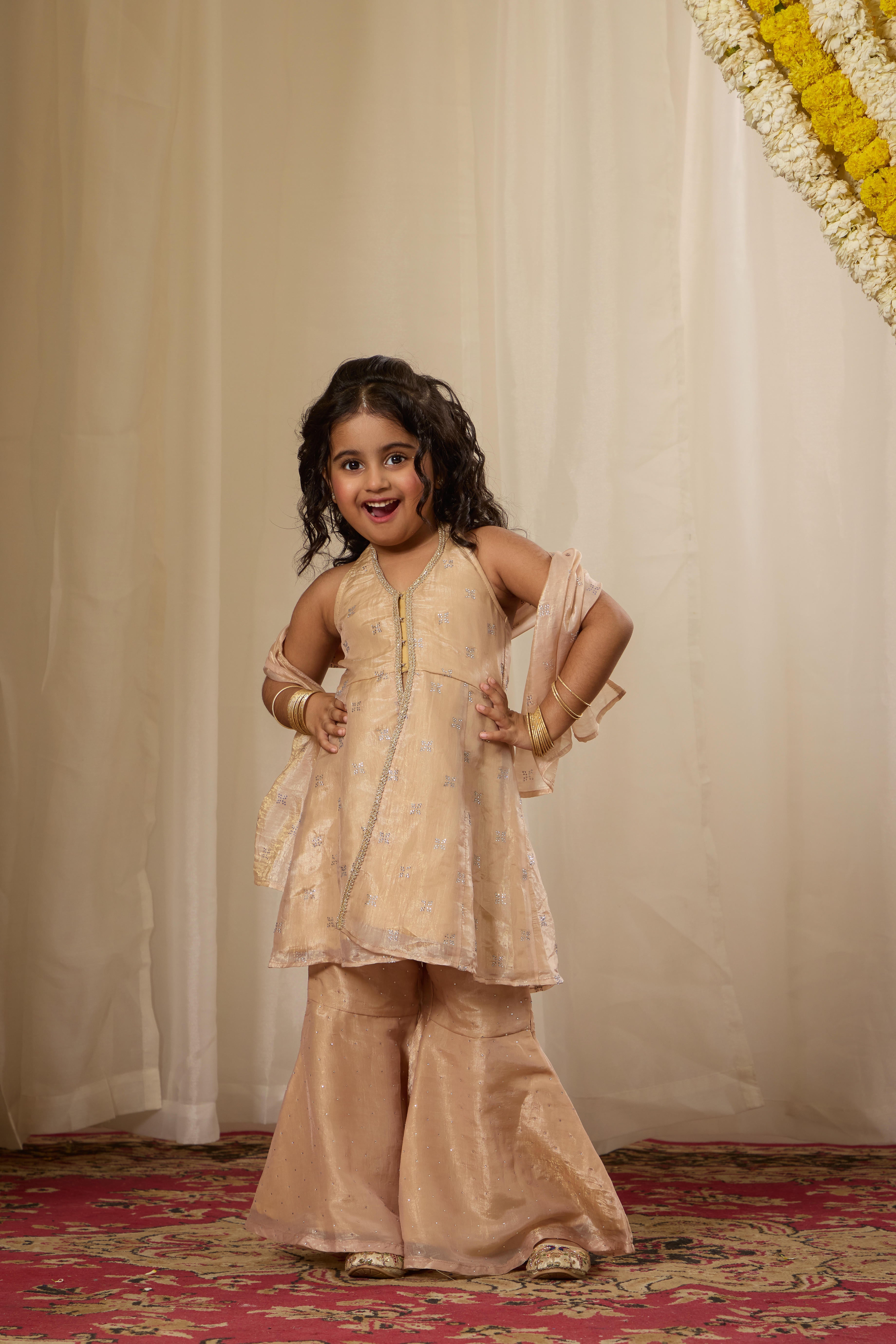 Alaya Kids Champagne Mist Kurta Set