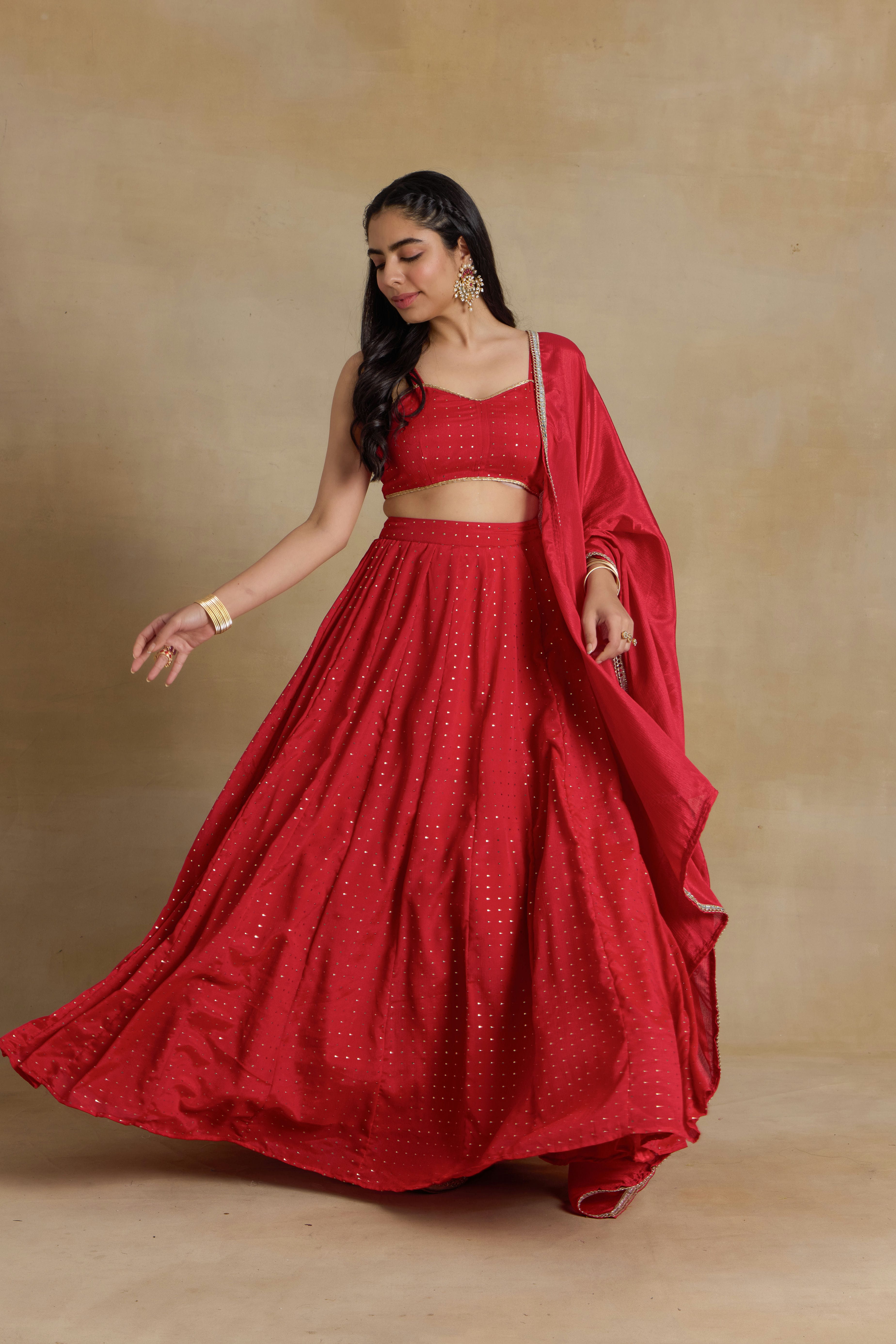 Alaya Heer Red Instaglam Lehenga Set