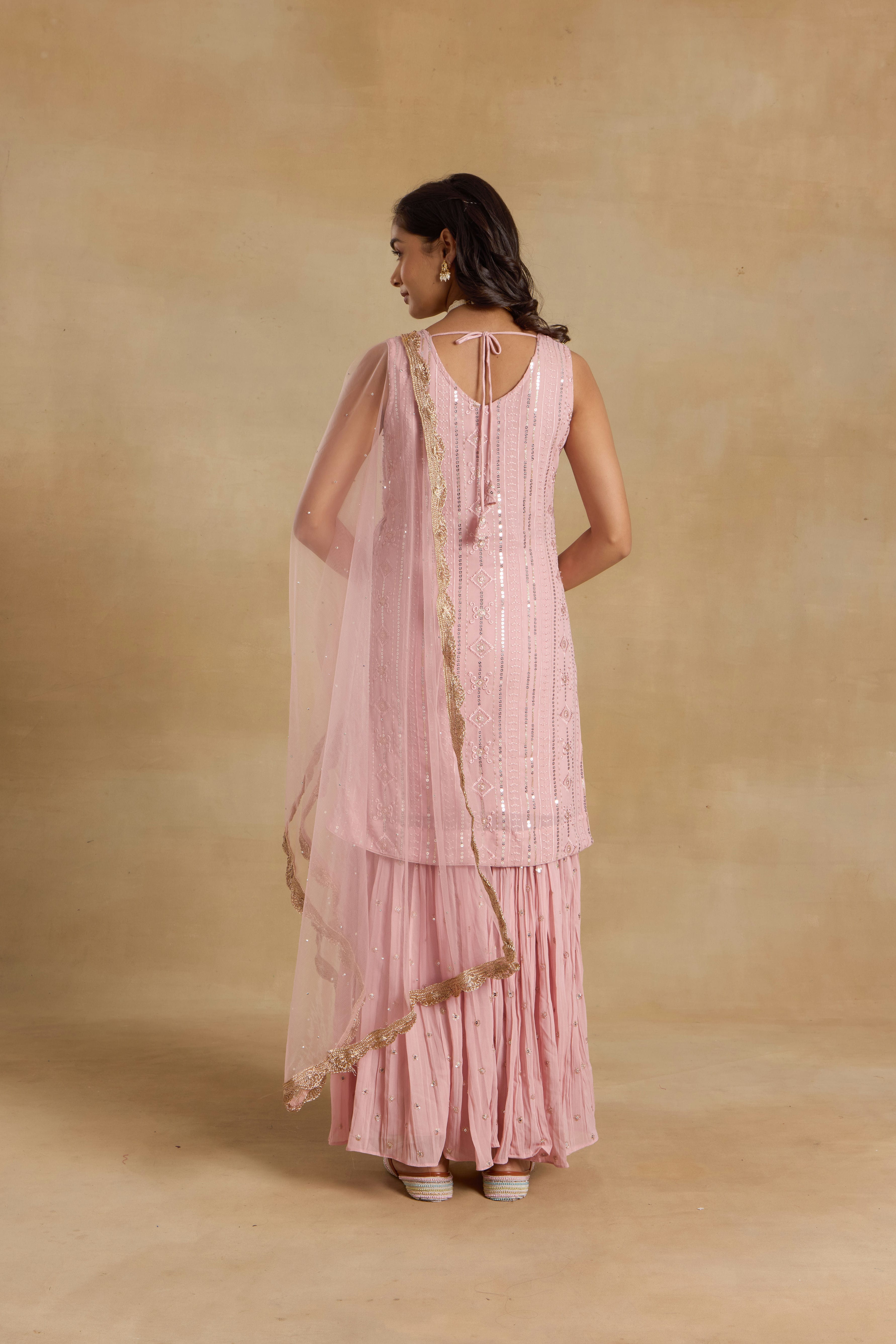 Alaya Heer Pastel Pink Kurta Sharara Set