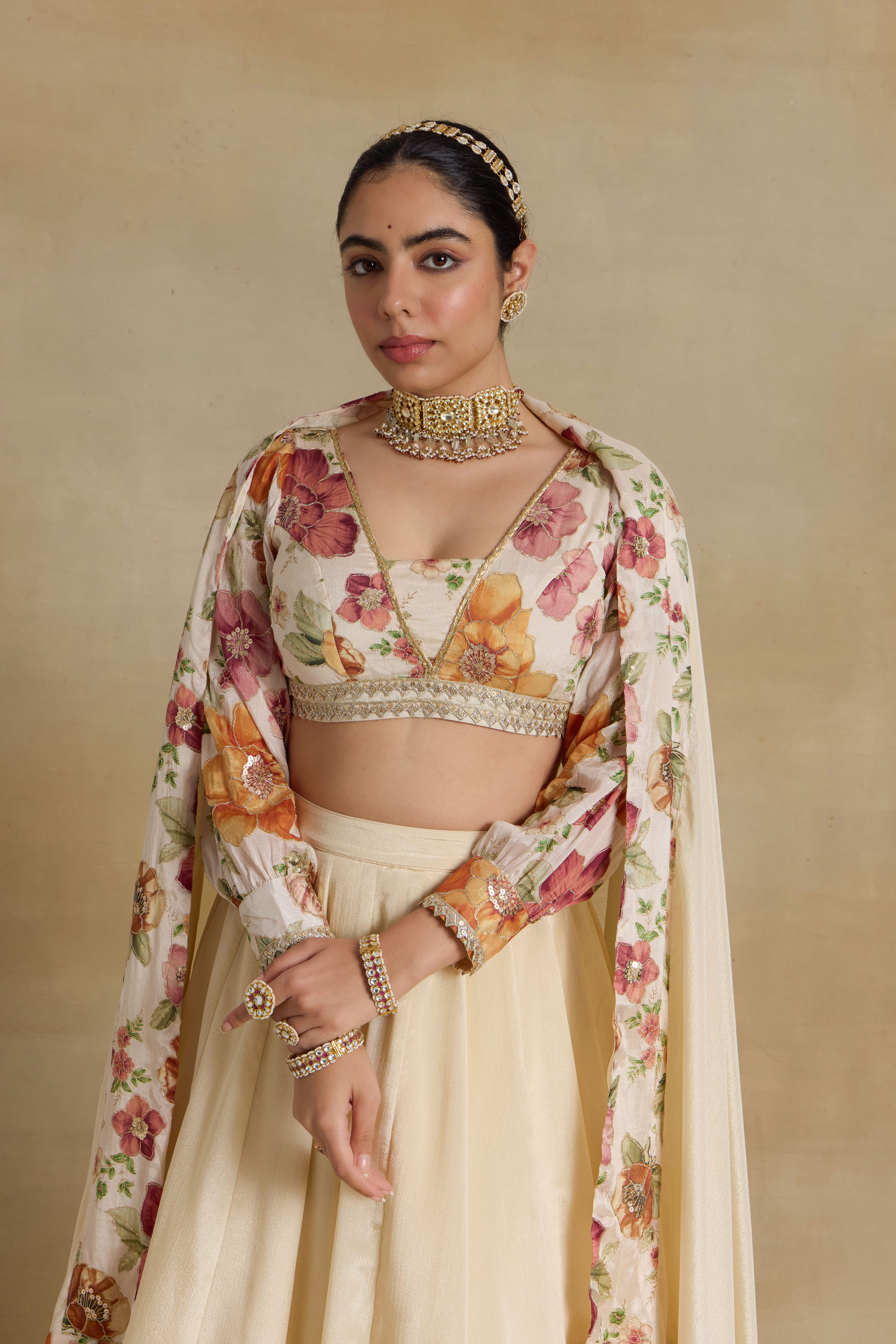 Alaya Noor Ivory Modern Maharani Lehenga Set