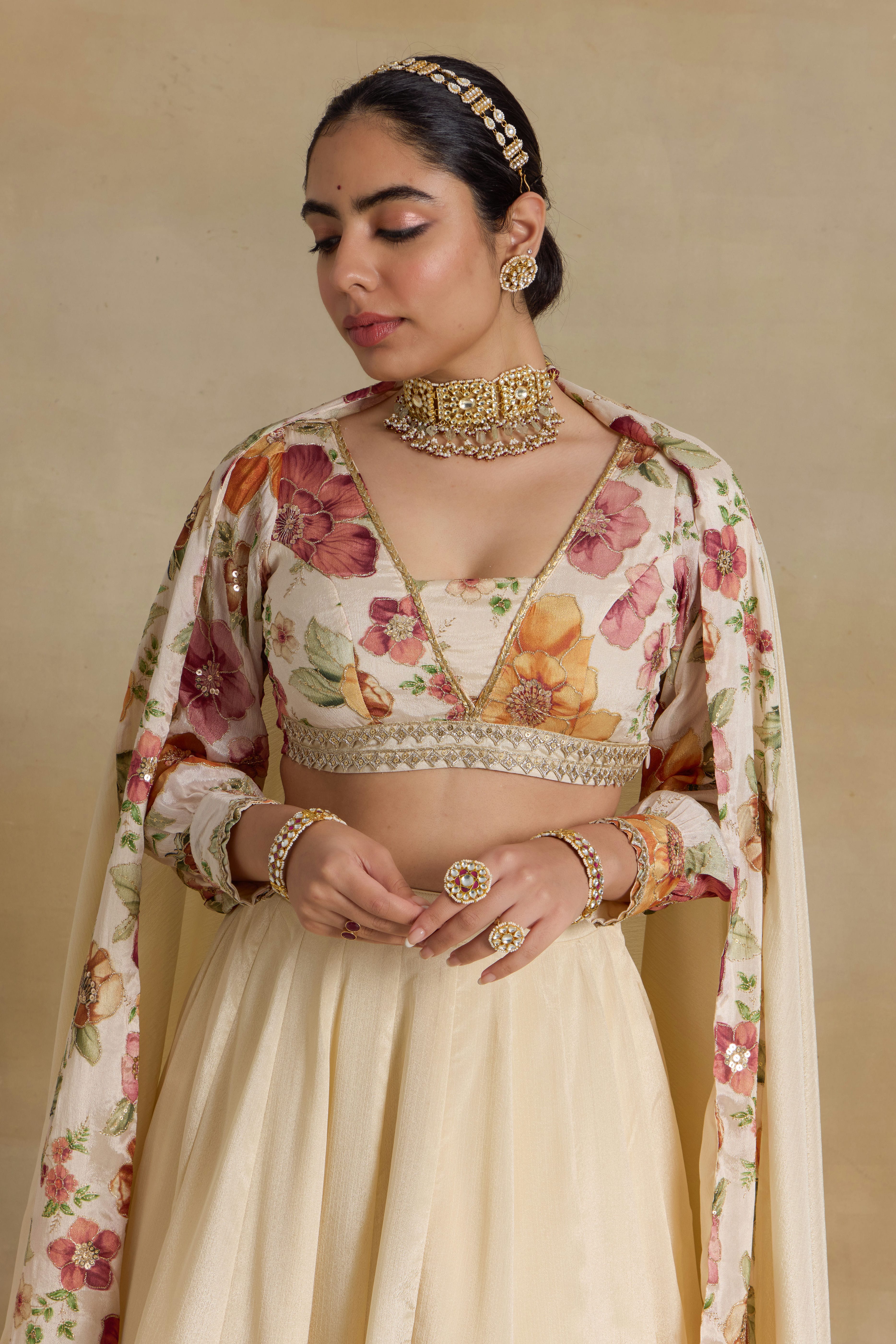 Alaya Noor Ivory Modern Maharani Lehenga Set