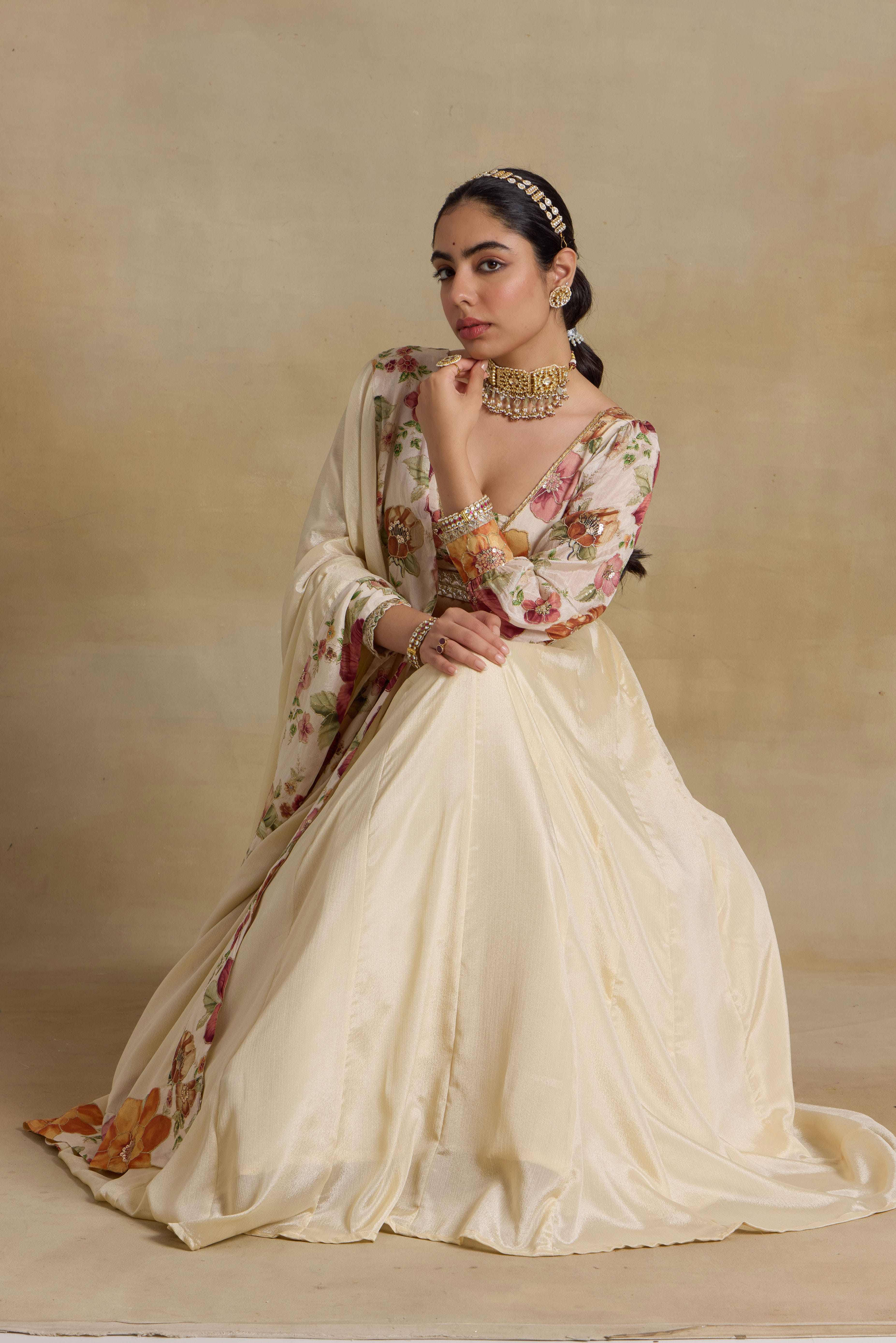 Alaya Noor Ivory Modern Maharani Lehenga Set