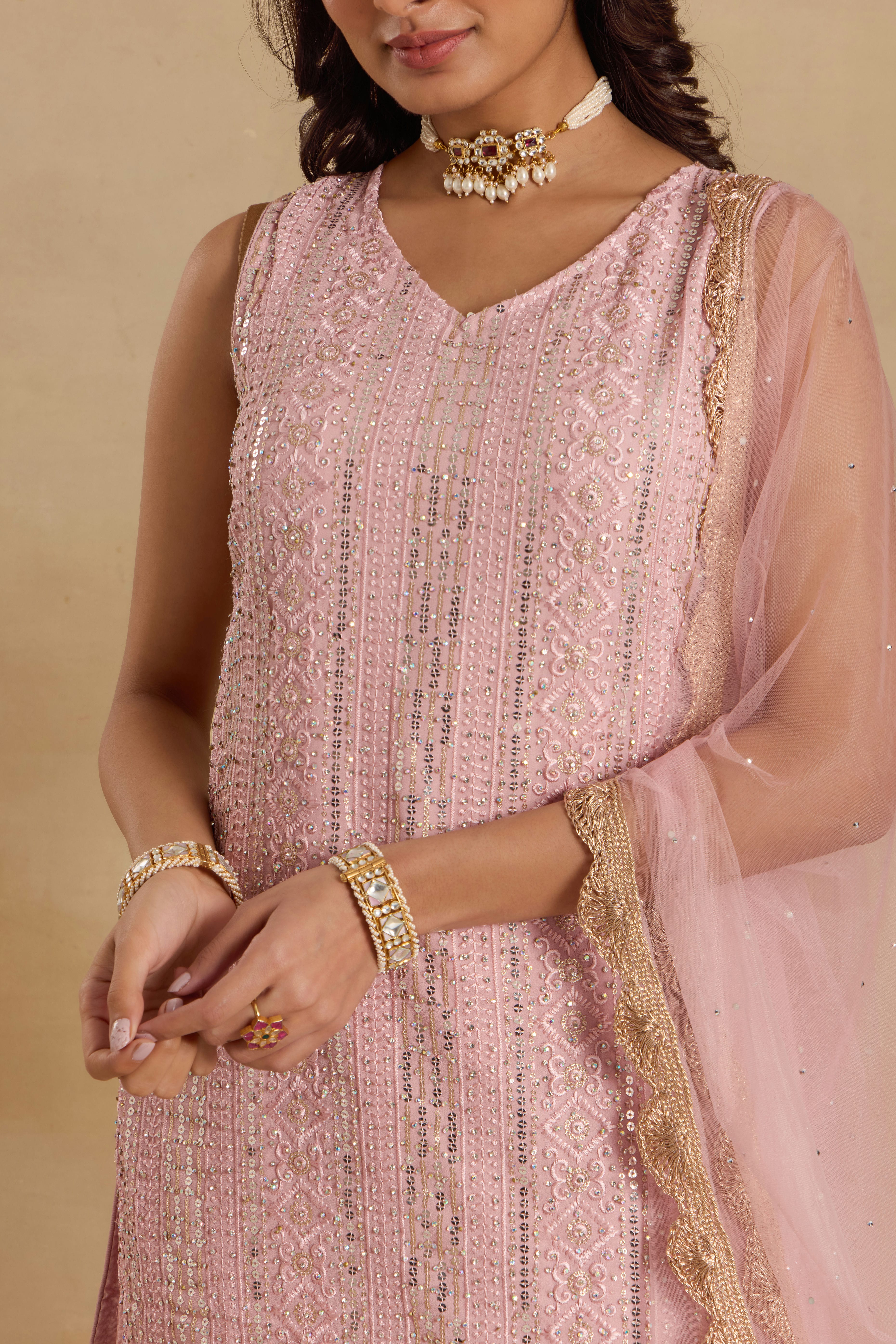 Alaya Heer Pastel Pink Kurta Sharara Set