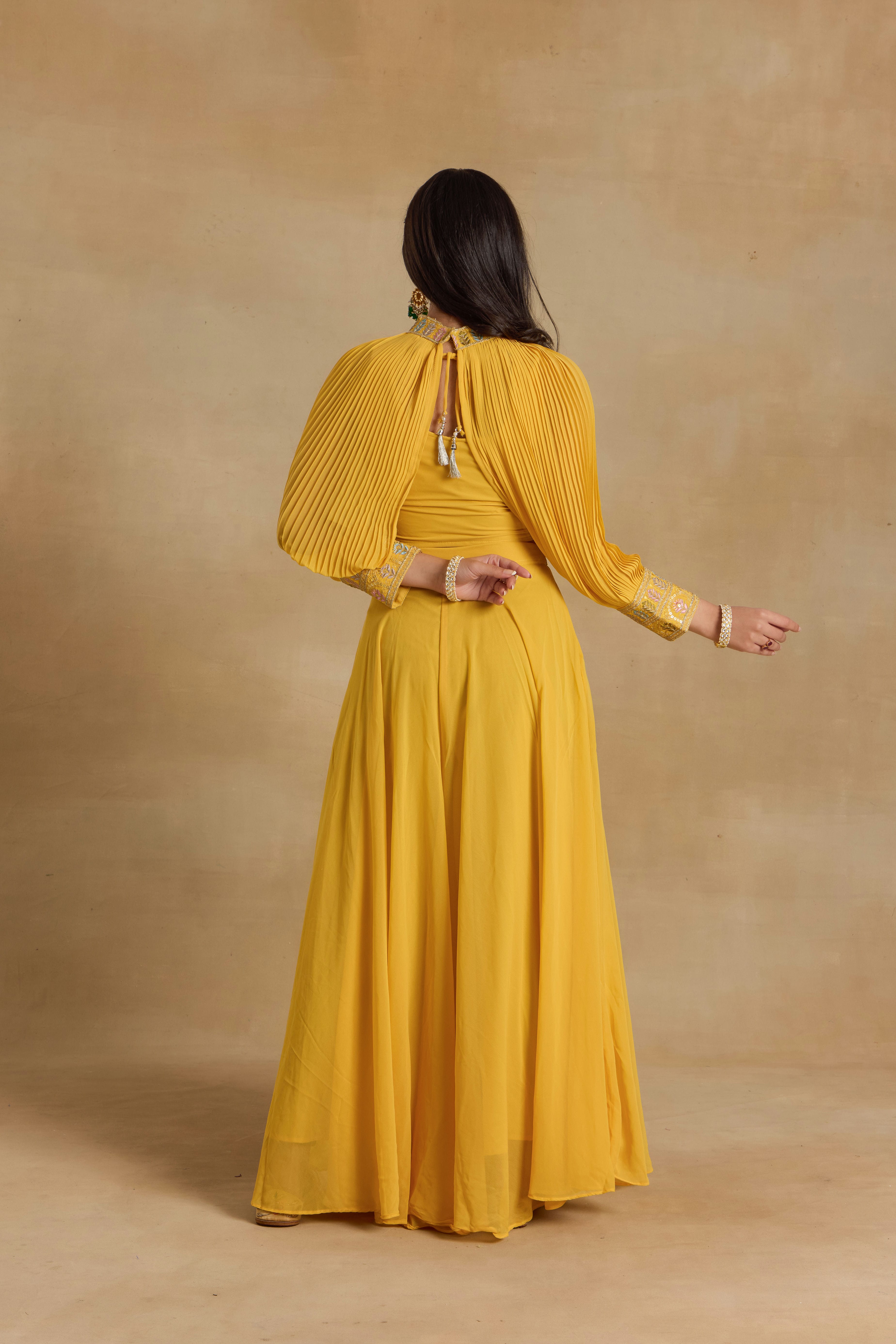 Alaya Heer Sunflower Yellow Sharara Set With Cape