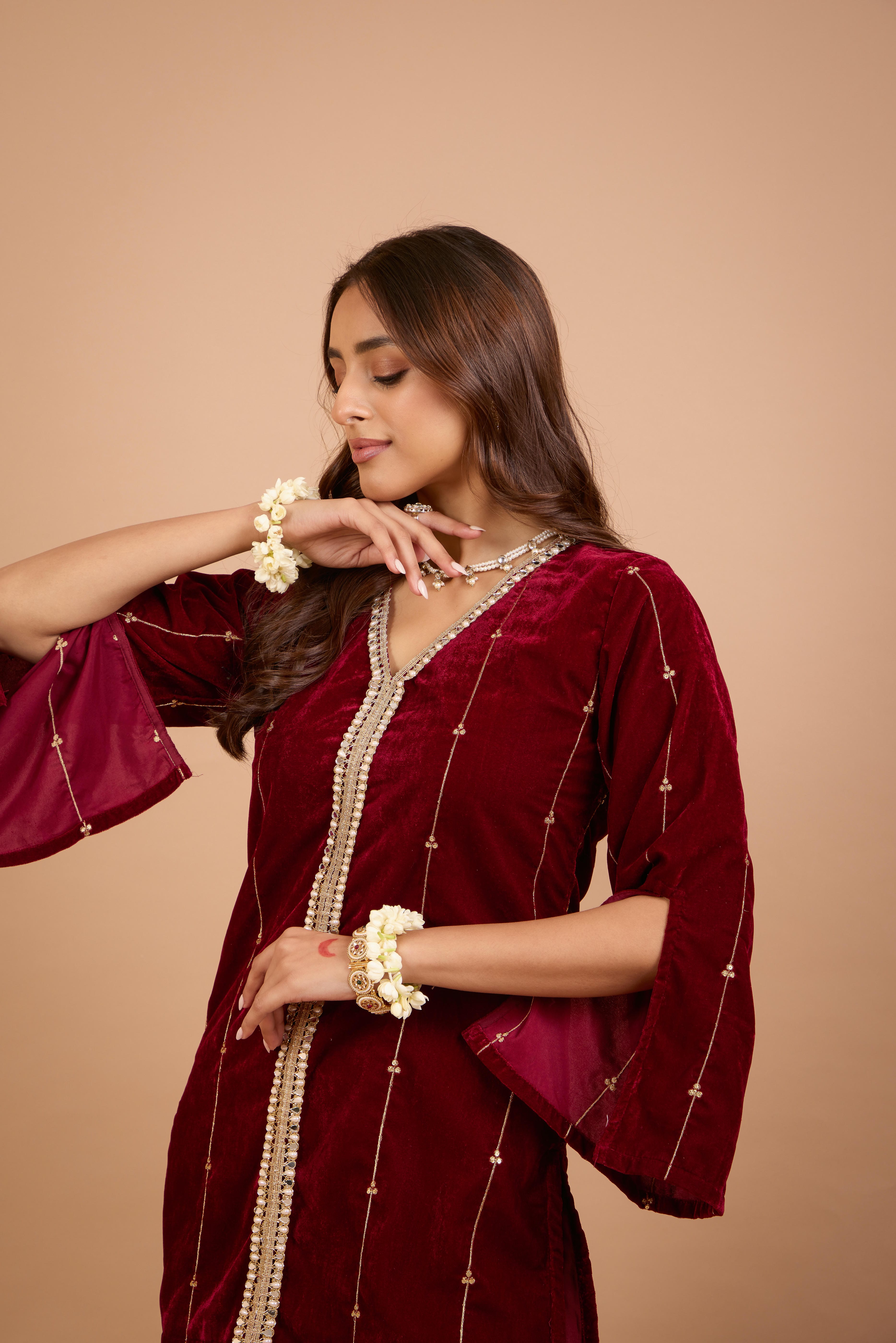 Alaya Jugni Plum Red Phiran Kurta Set