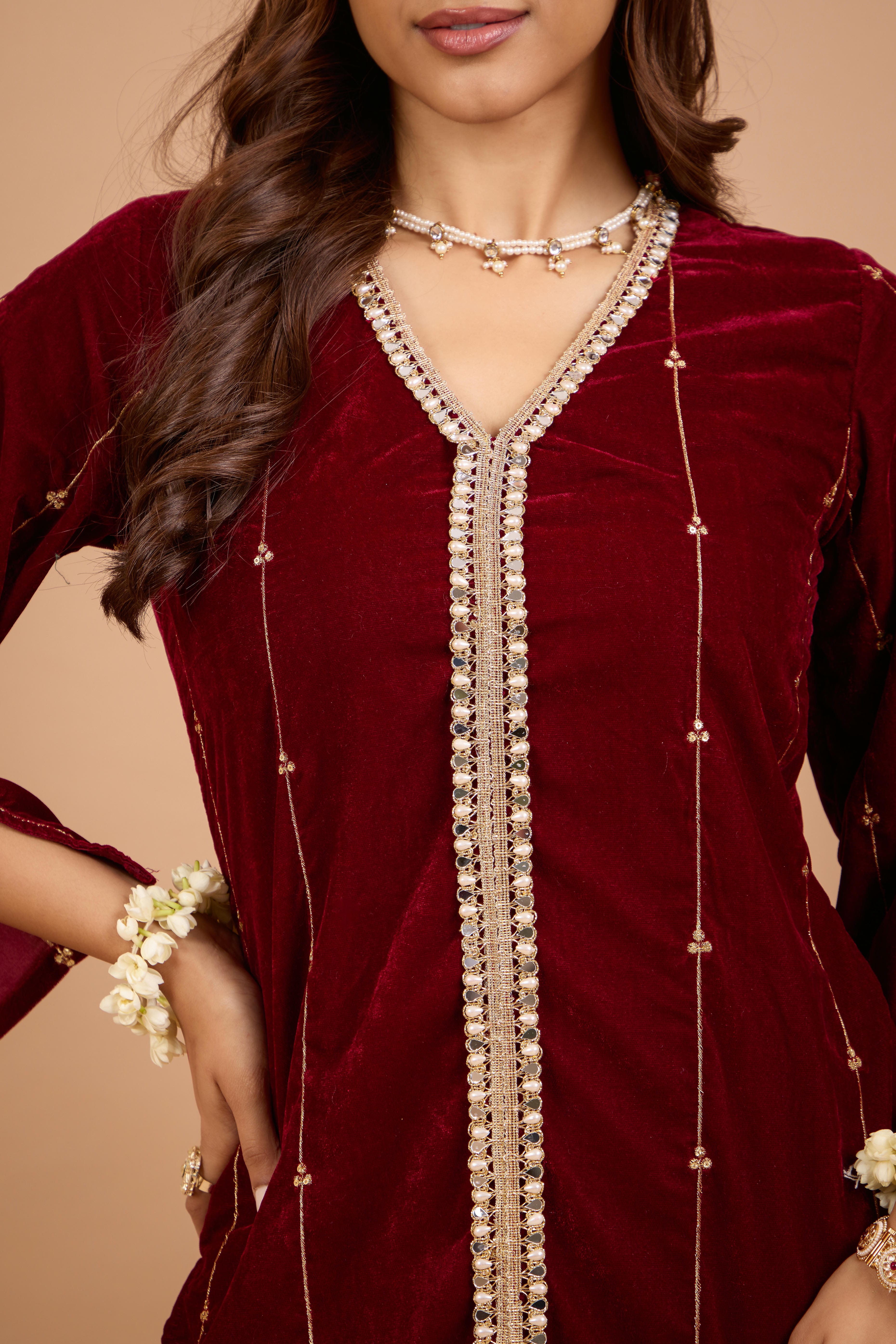 Alaya Jugni Plum Red Phiran Kurta Set