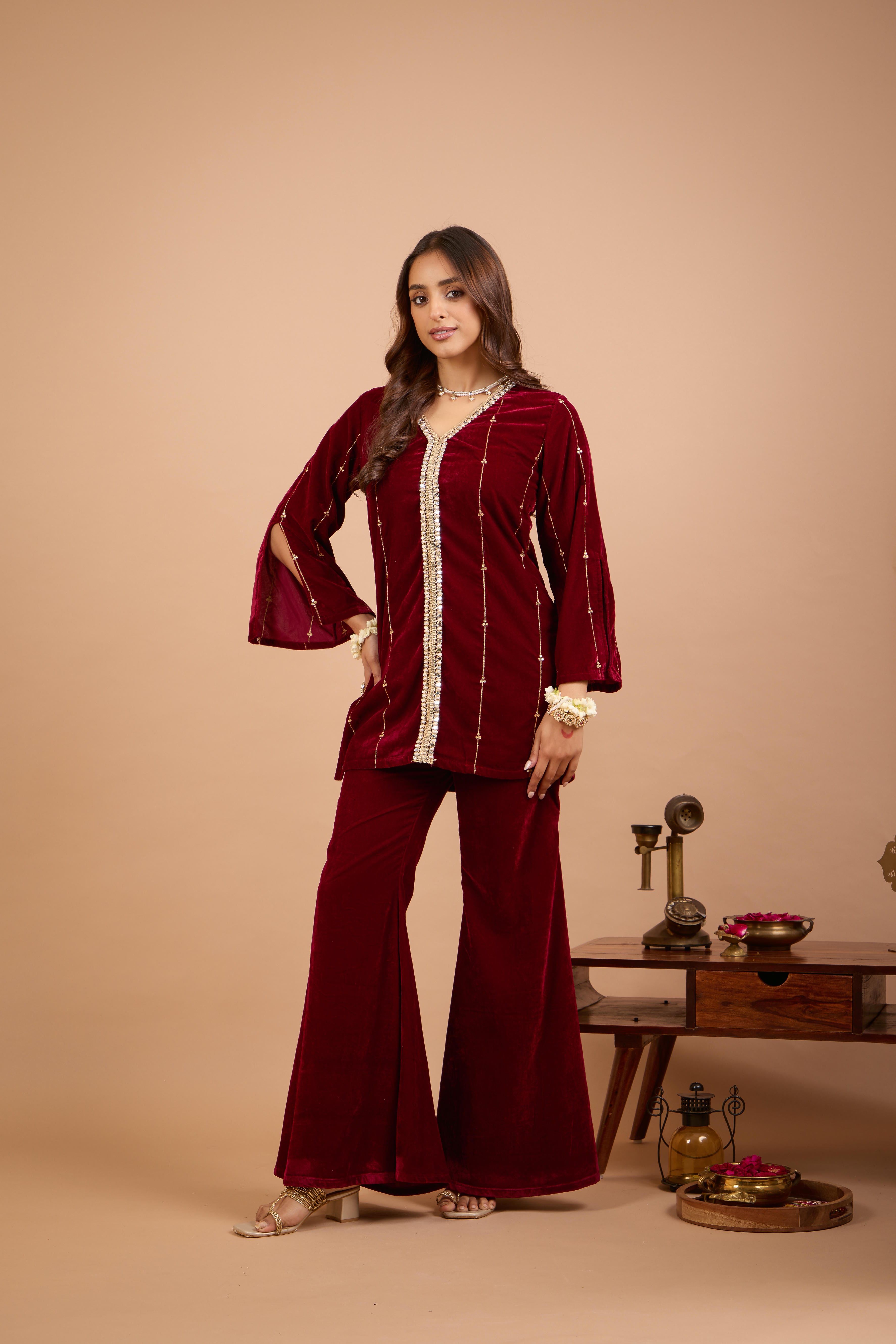 Alaya Jugni Plum Red Phiran Kurta Set