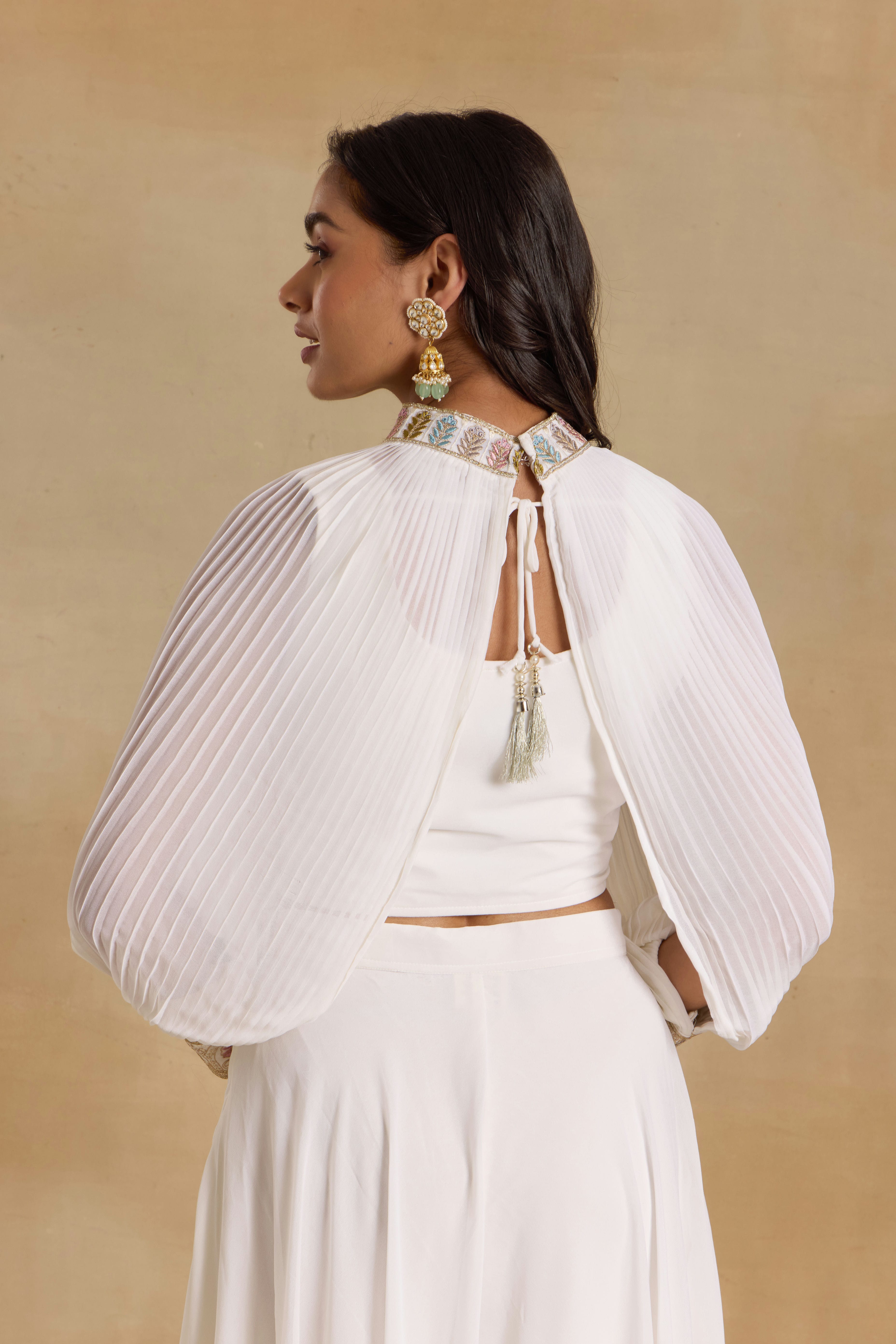 Alaya Heer Masakali White Sharara Set With Cape