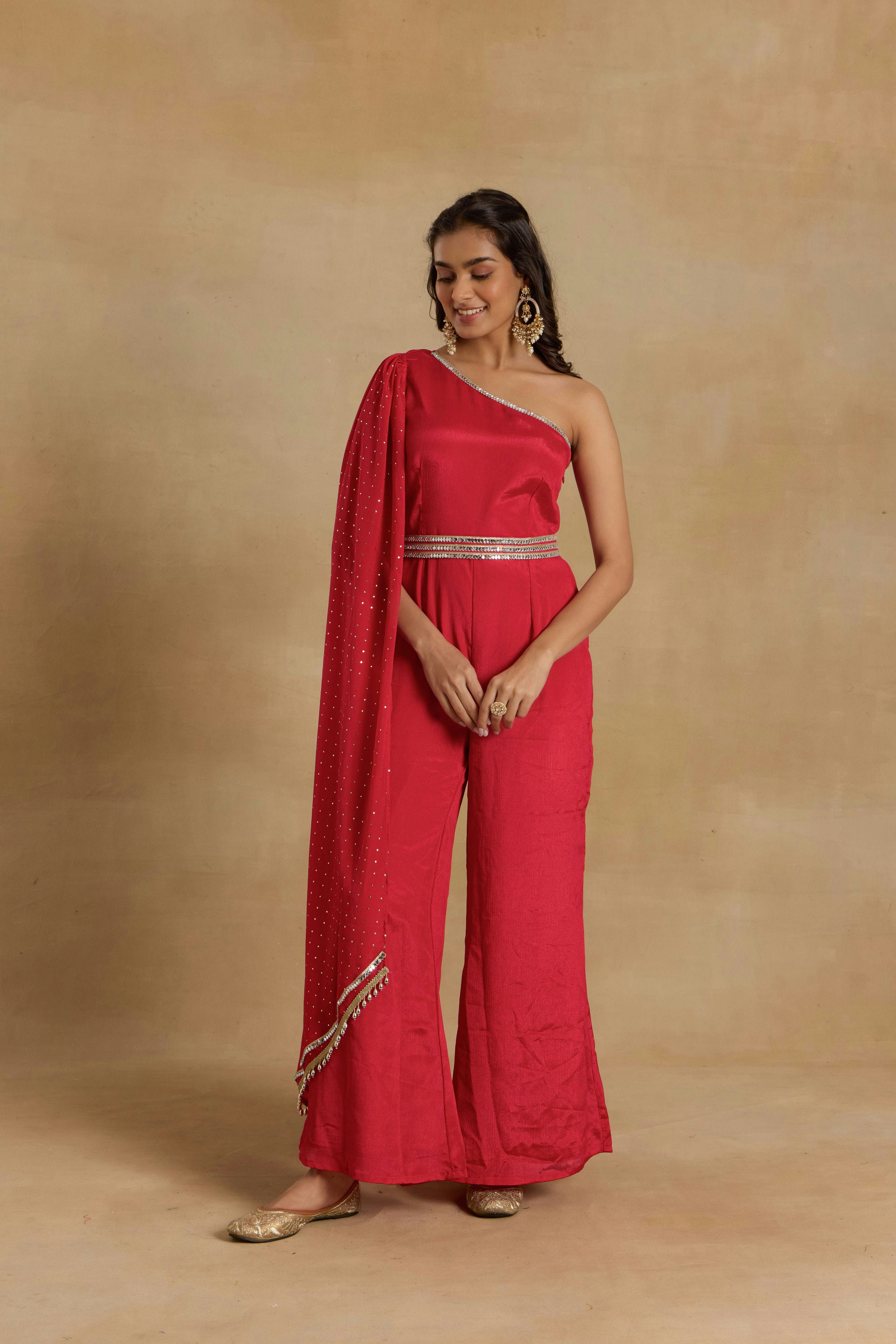 Alaya Heer Red Easy-breezy Jump Suit