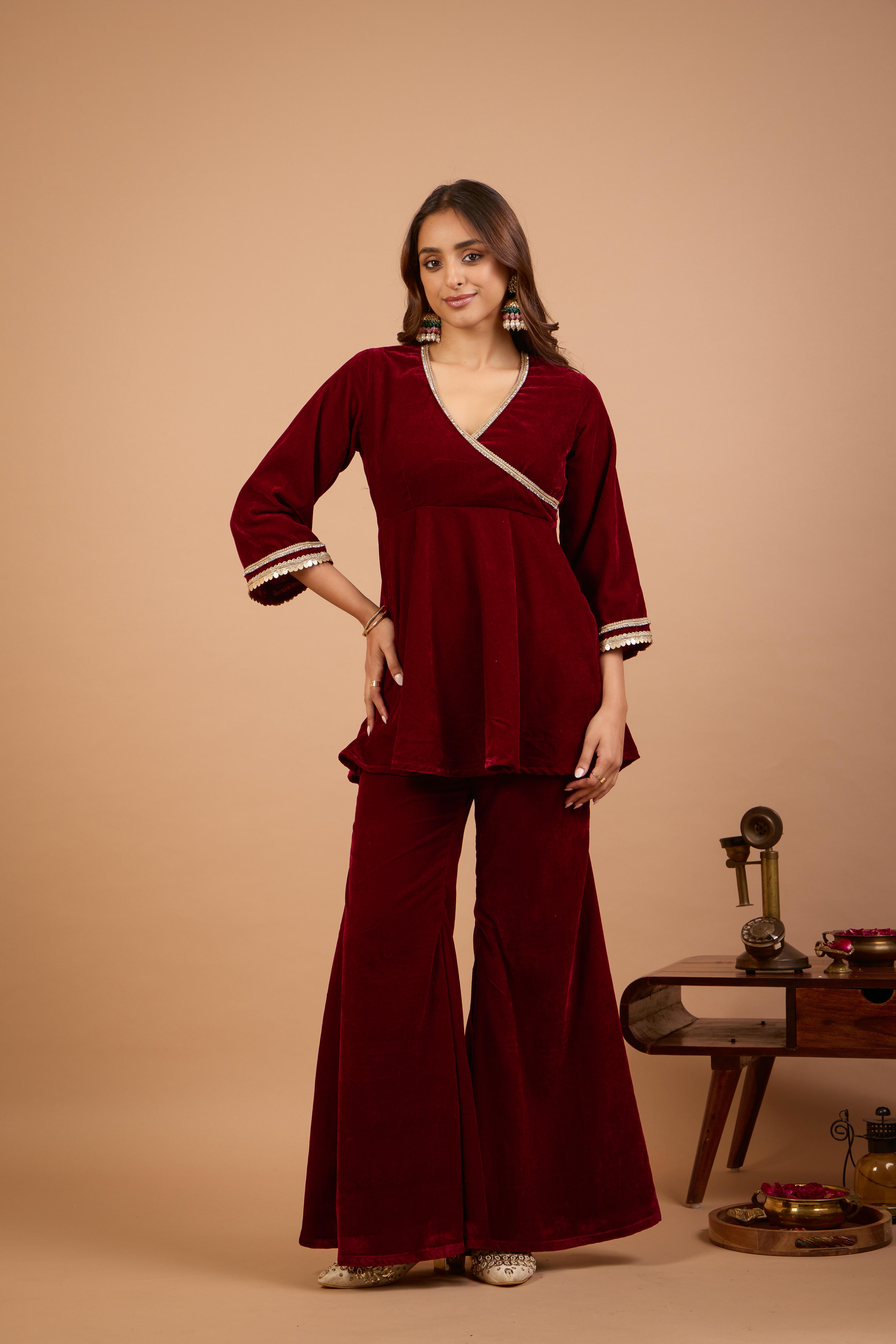 Alaya Jugni Plum Red Peplum Kurta