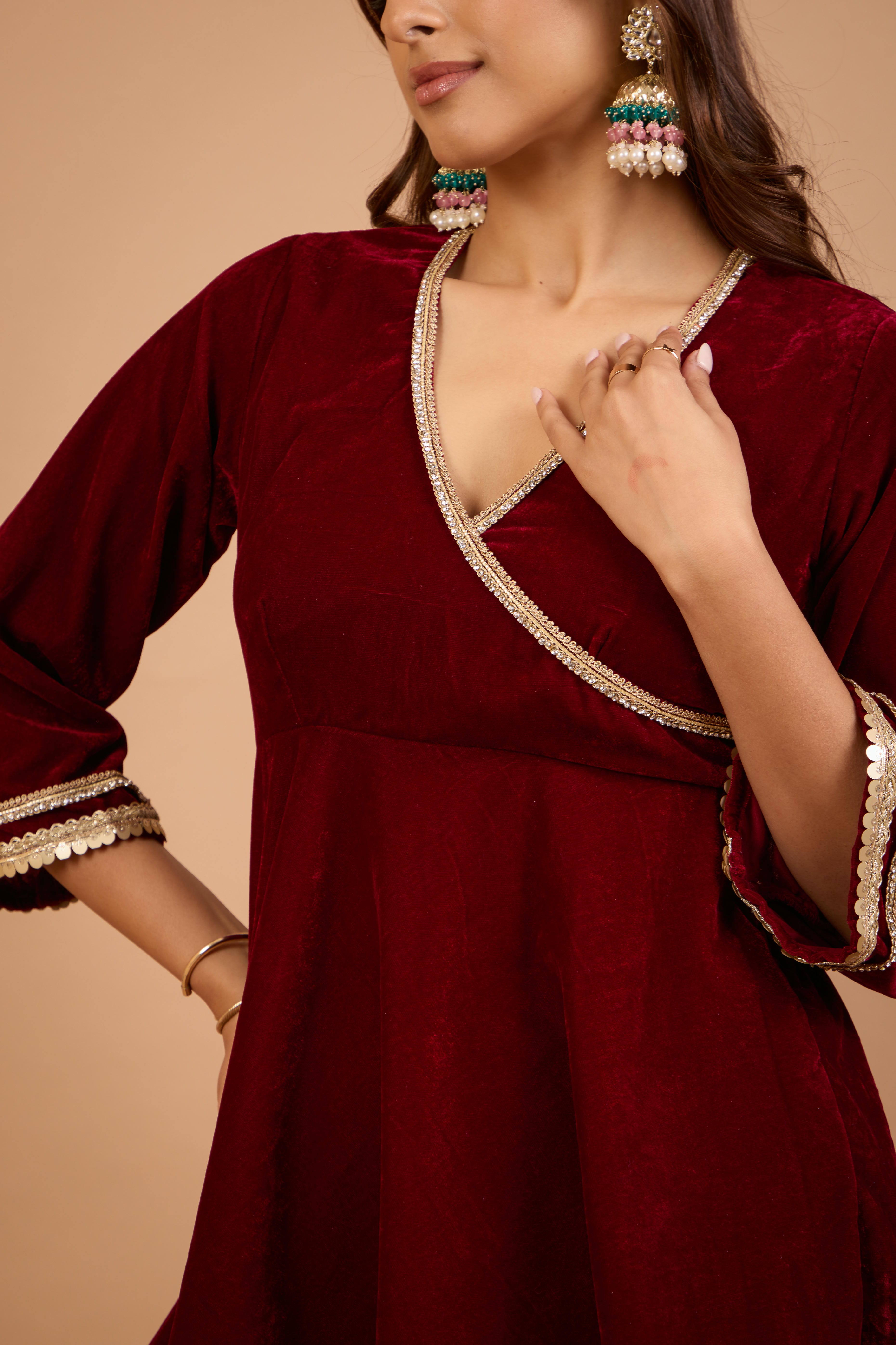 Alaya Jugni Plum Red Peplum Kurta